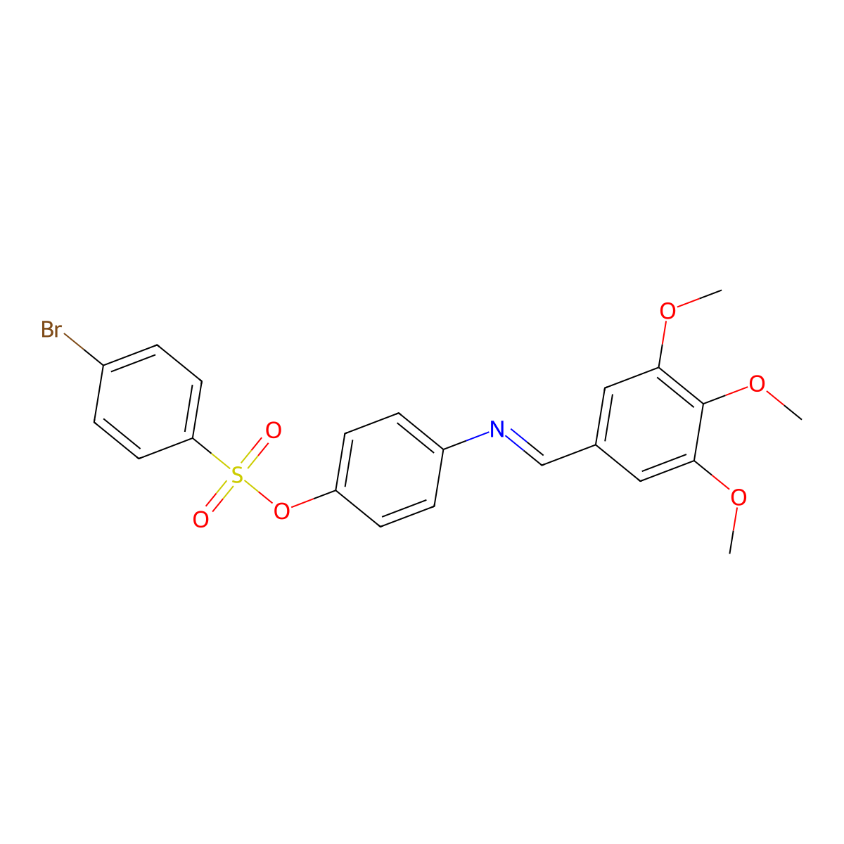 4-(((3,4,5-Trimethoxyphenyl)methylene)amino)phenyl 4-bromobenzenesulfonate molecular structure, CAS 329777-91-5