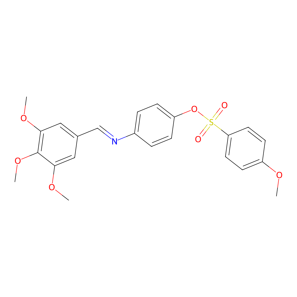 4-(((3,4,5-Trimethoxyphenyl)methylene)amino)phenyl 4-methoxybenzenesulfonate molecular structure, CAS 329777-92-6