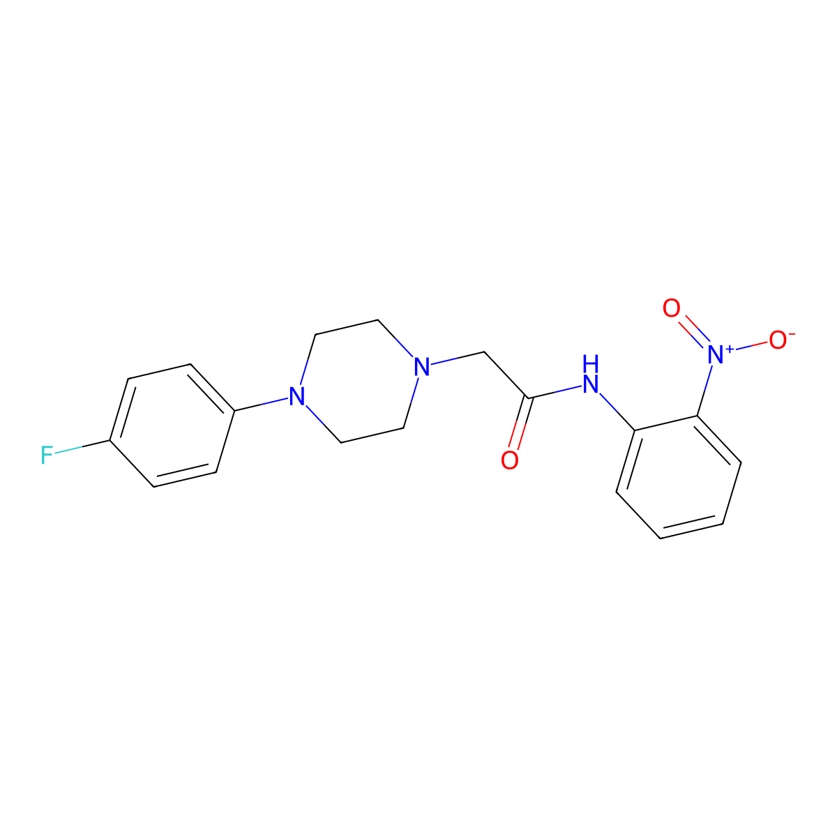 4-(4-Fluorophenyl)-N-(2-nitrophenyl)-1-piperazineacetamide molecular structure, CAS 329778-01-0