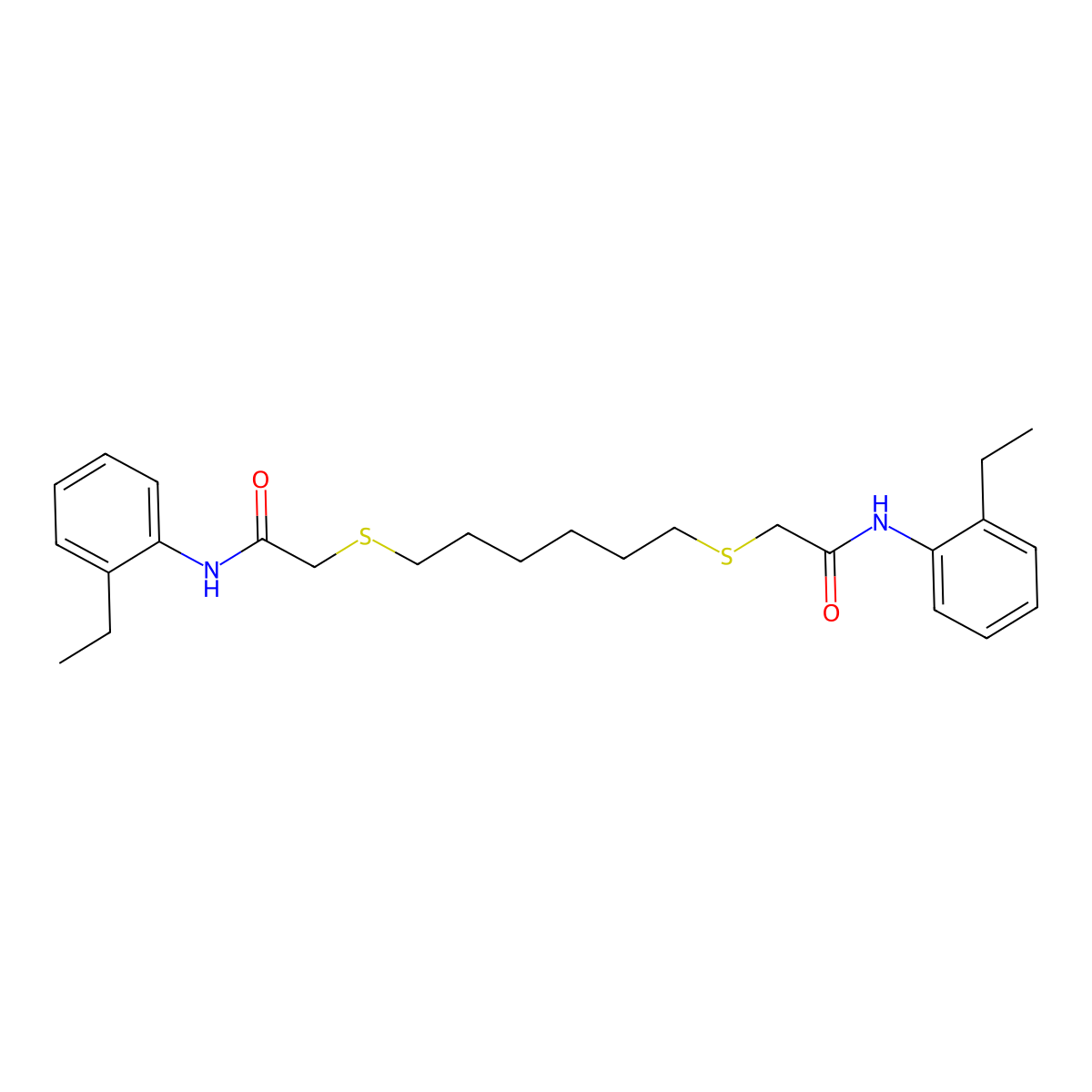 2-((6-((2-(2-Ethylanilino)-2-oxoethyl)sulfanyl)hexyl)sulfanyl)-N-(2-ethylphenyl)acetamide molecular structure, CAS 329778-04-3