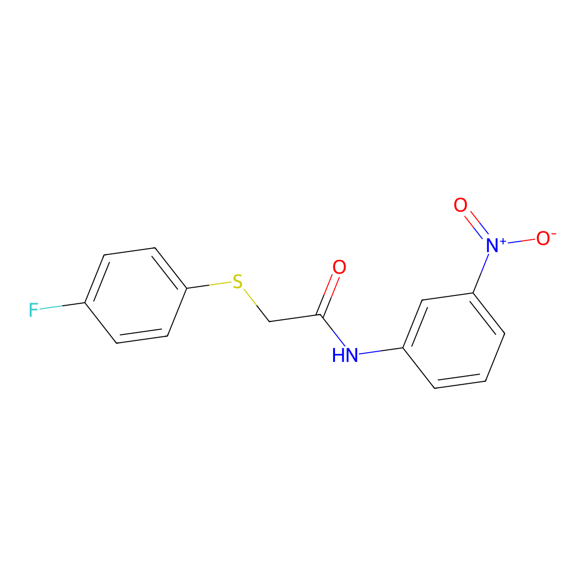 2-[(4-fluorophenyl)sulfanyl]-N-(3-nitrophenyl)acetamide molecular structure, CAS 329778-07-6