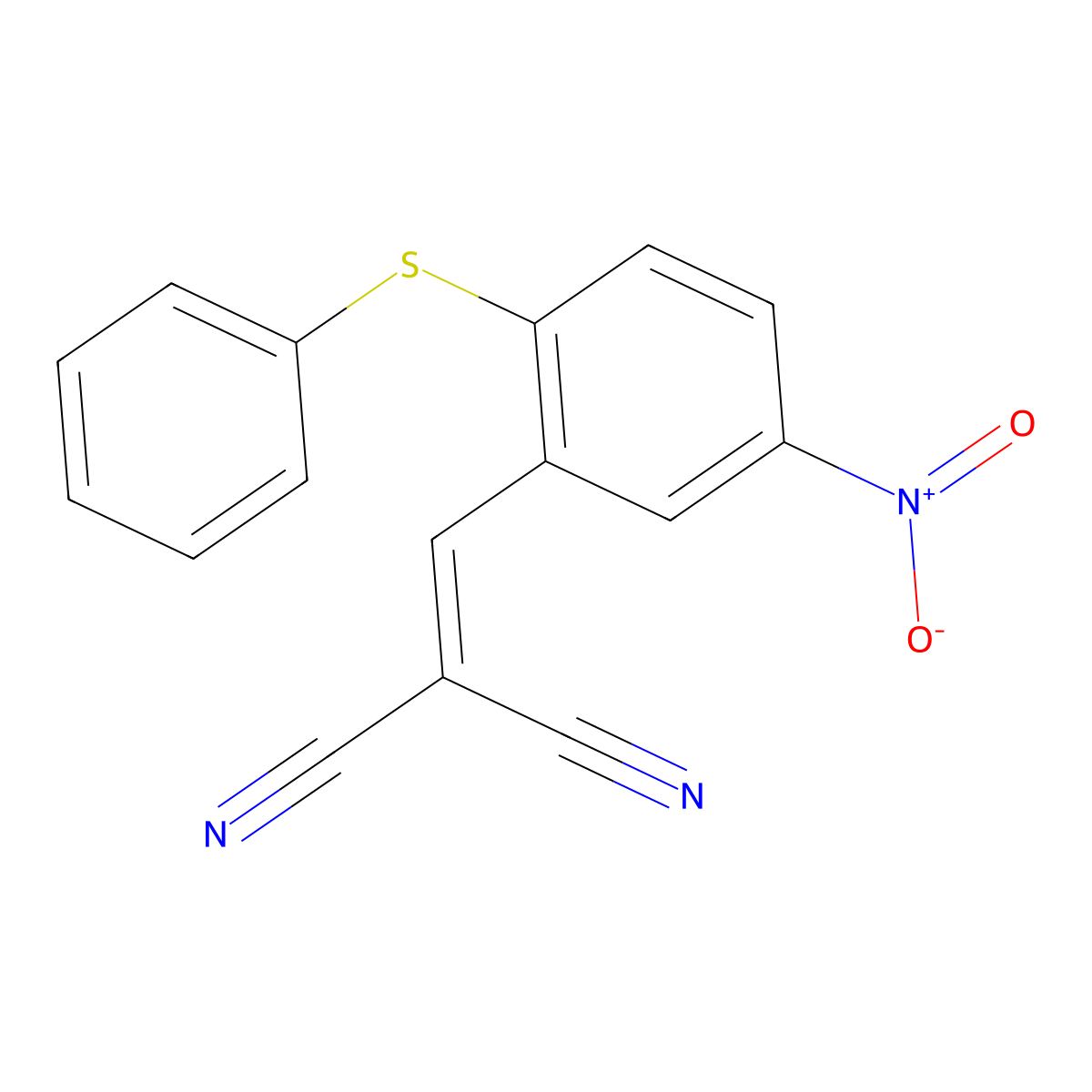 2-{[5-Nitro-2-(phenylsulfanyl)phenyl]methylene}malononitrile molecular structure, CAS 329778-12-3