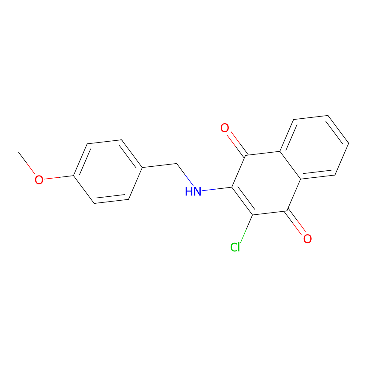 2-Chloro-3-[(4-methoxybenzyl)amino]naphthoquinone molecular structure, CAS 329778-19-0