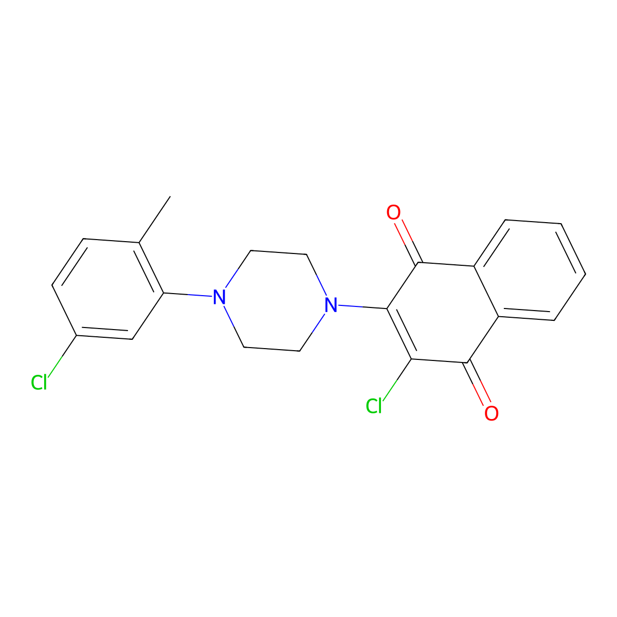 2-Chloro-3-[4-(5-chloro-2-methylphenyl)piperazin-1-yl]naphthalene-1,4-dione molecular structure, CAS 329778-22-5