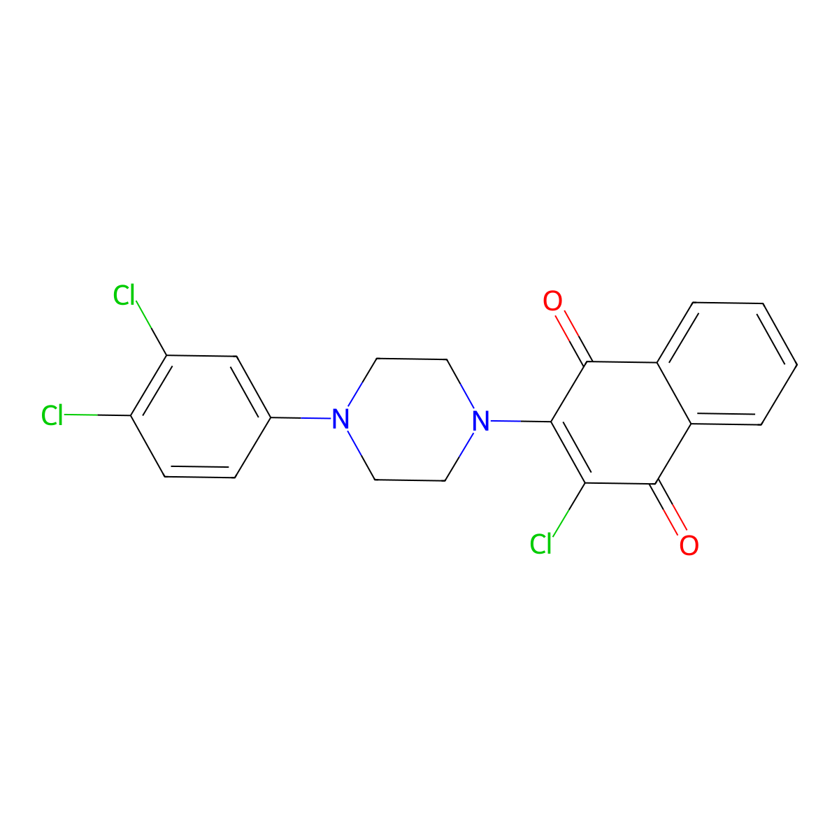 2-Chloro-3-[4-(3,4-dichlorophenyl)piperazin-1-yl]naphthalene-1,4-dione molecular structure, CAS 329778-23-6