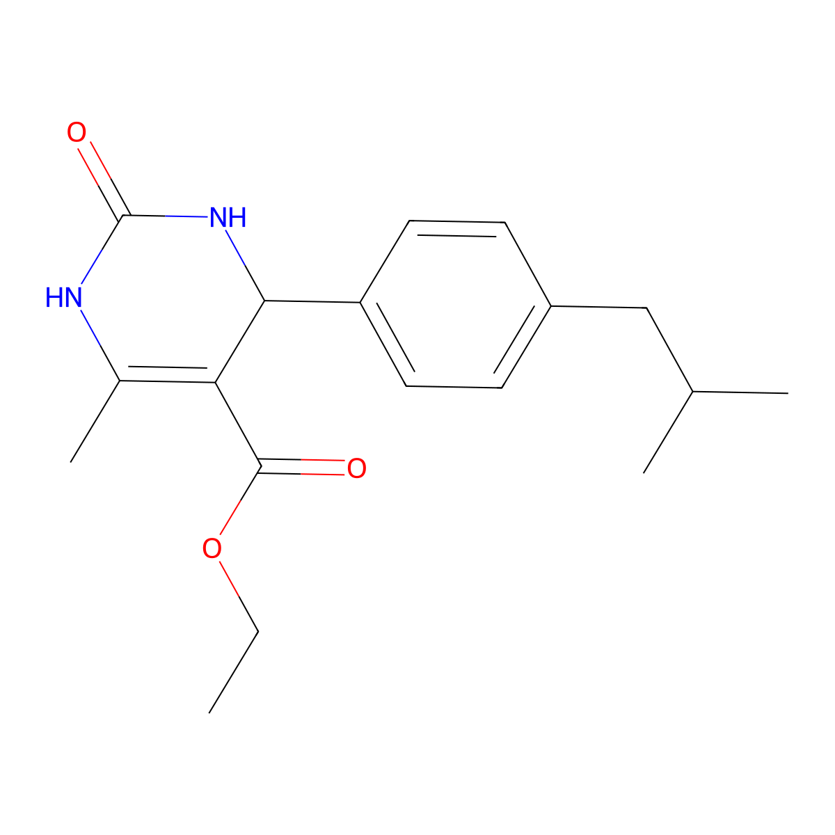 Ethyl 6-methyl-4-[4-(2-methylpropyl)phenyl]-2-oxo-1,2,3,4-tetrahydropyrimidine-5-carboxylate molecular structure, CAS 329778-25-8