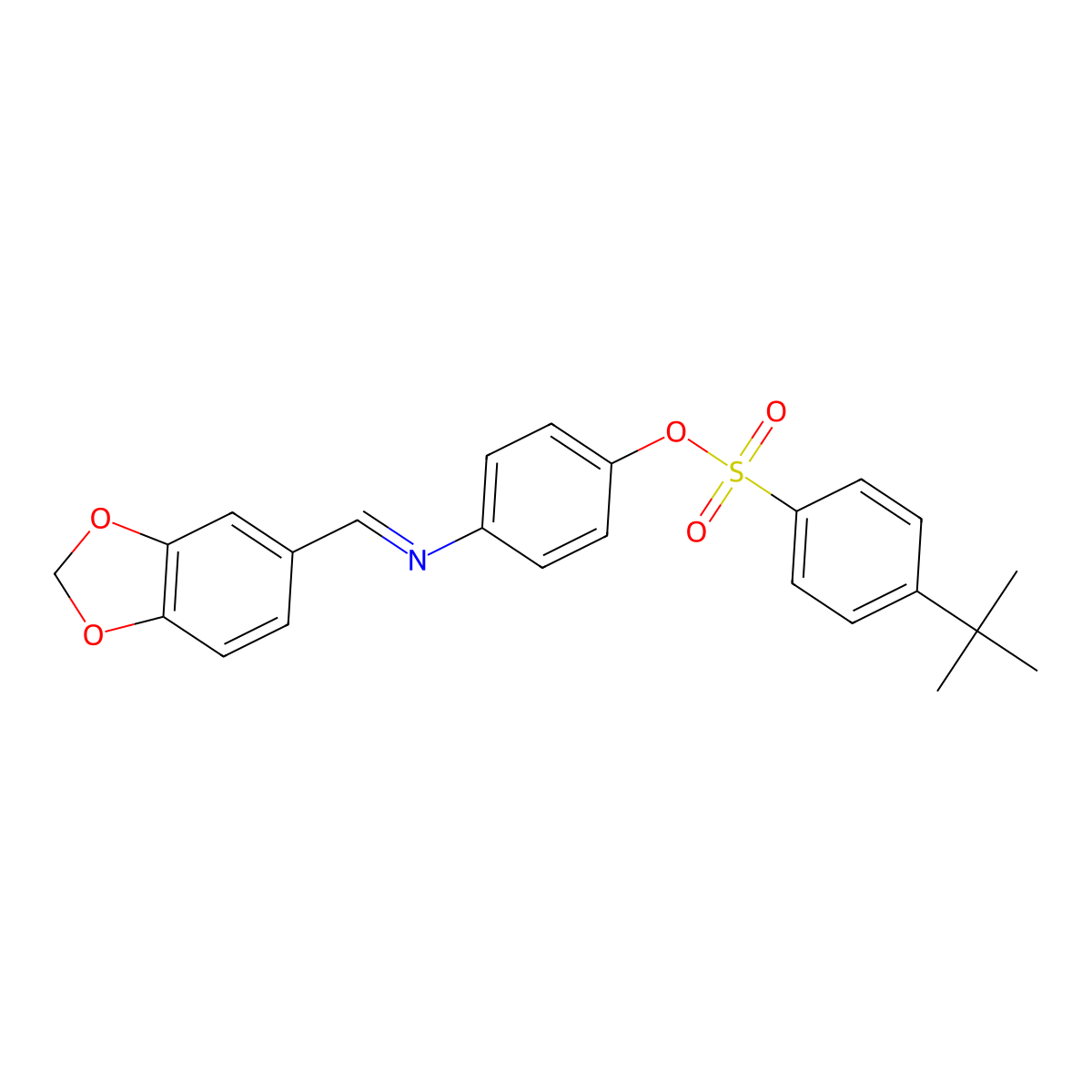 4-[(1,3-Benzodioxol-5-ylmethylene)amino]phenyl 4-(tert-butyl)benzenesulfonate molecular structure, CAS 329778-26-9
