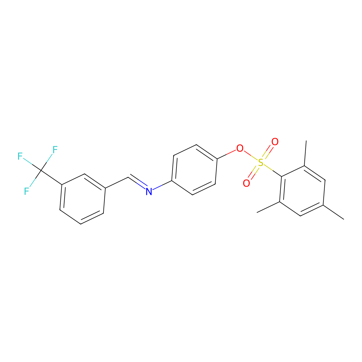 4-({[3-(Trifluoromethyl)phenyl]methylene}amino)phenyl 2,4,6-trimethylbenzenesulfonate molecular structure, CAS 329778-31-6