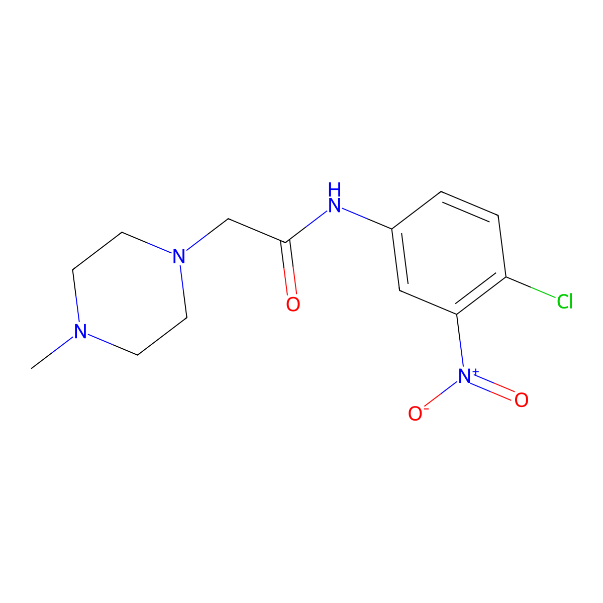 N-(4-chloro-3-nitrophenyl)-2-(4-methylpiperazin-1-yl)acetamide molecular structure, CAS 329778-32-7