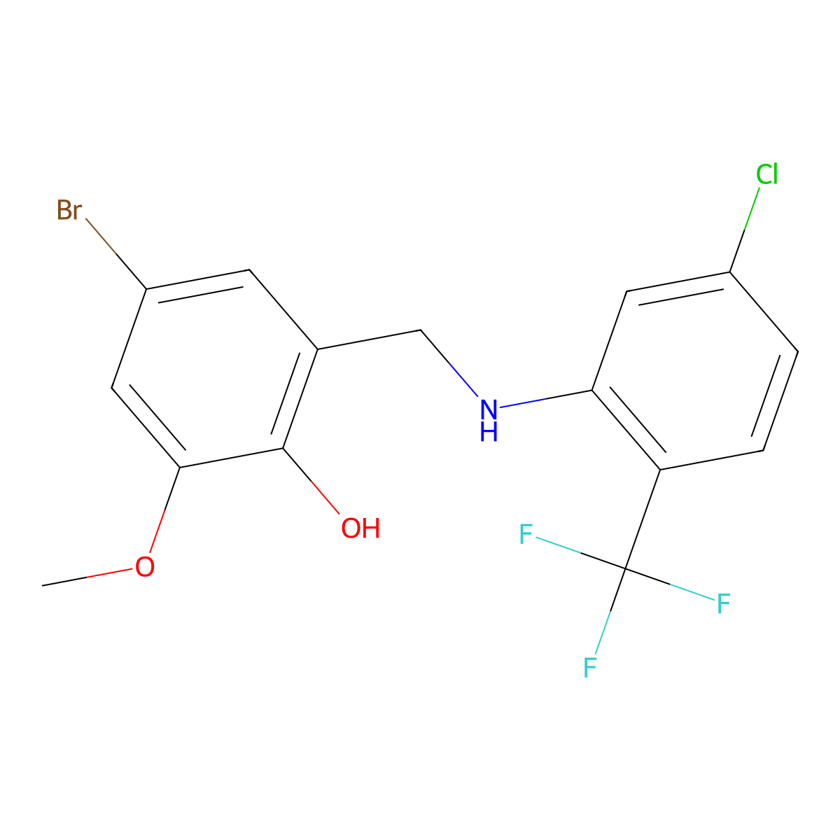 4-Bromo-2-{[5-chloro-2-(trifluoromethyl)anilino]methyl}-6-methoxybenzenol molecular structure, CAS 329778-52-1