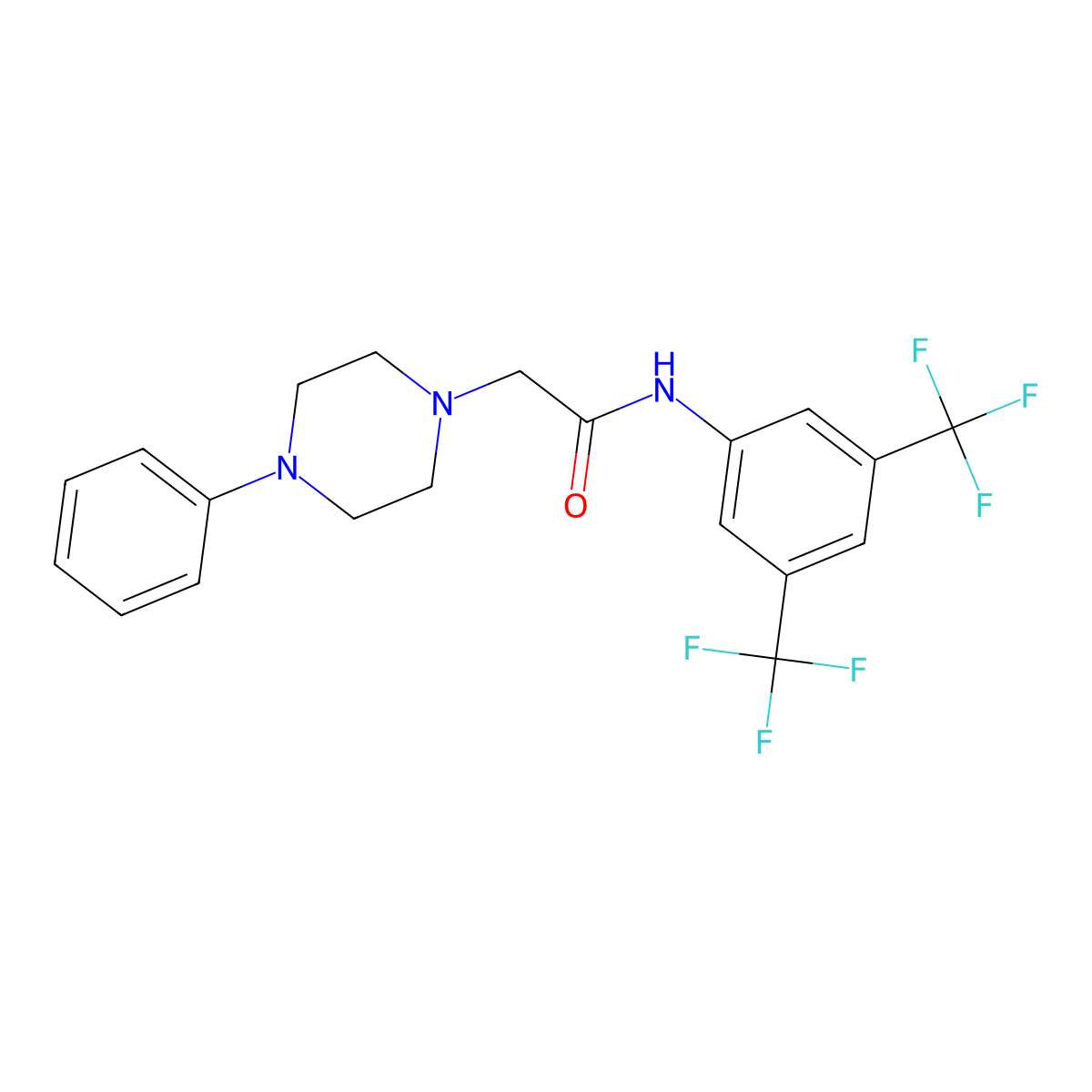 N-[3,5-bis(trifluoromethyl)phenyl]-2-(4-phenylpiperazin-1-yl)acetamide molecular structure, CAS 329778-87-2
