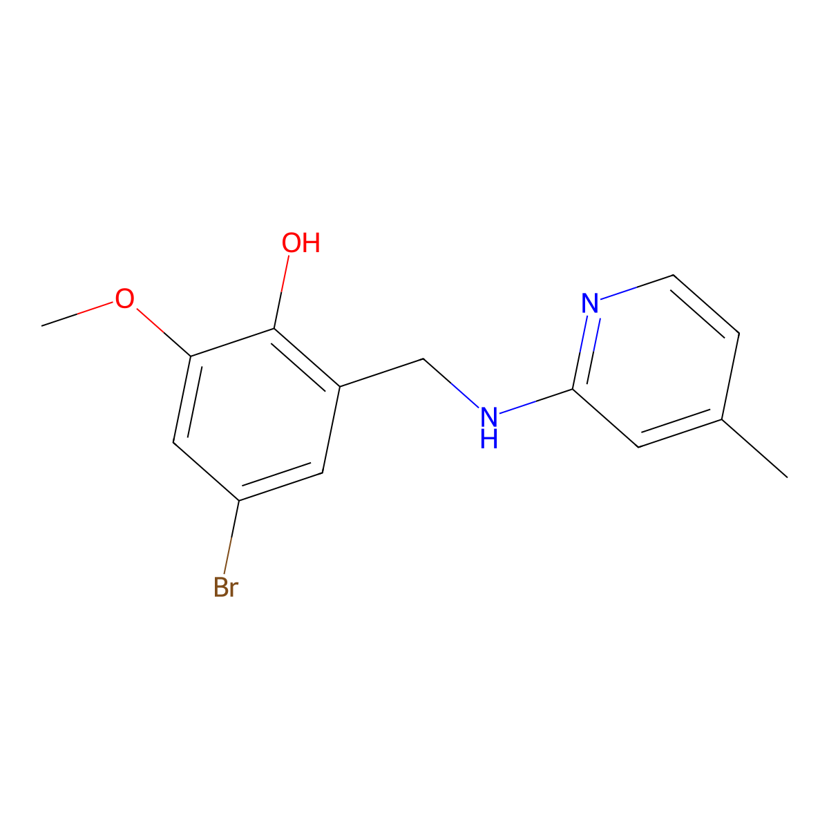 4-Bromo-2-methoxy-6-{[(4-methylpyridin-2-yl)amino]methyl}phenol molecular structure, CAS 329778-88-3