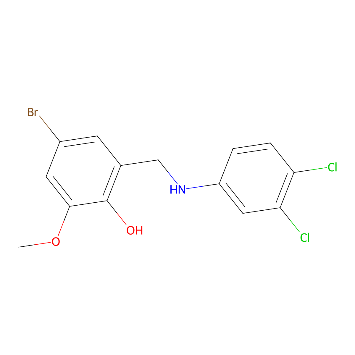 4-Bromo-2-{[(3,4-dichlorophenyl)amino]methyl}-6-methoxyphenol molecular structure, CAS 329778-98-5