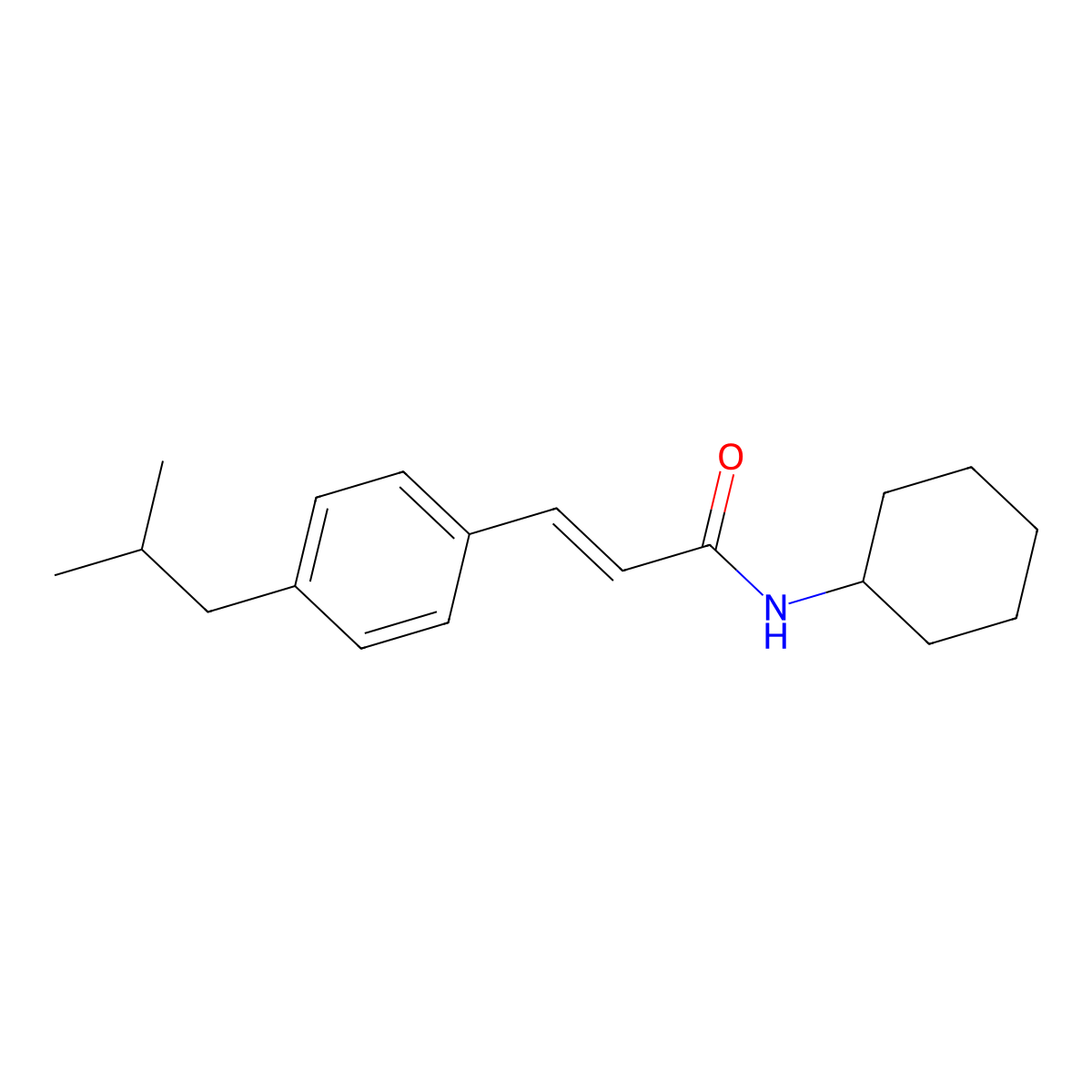 N-cyclohexyl-3-(4-isobutylphenyl)acrylamide molecular structure, CAS 329778-99-6