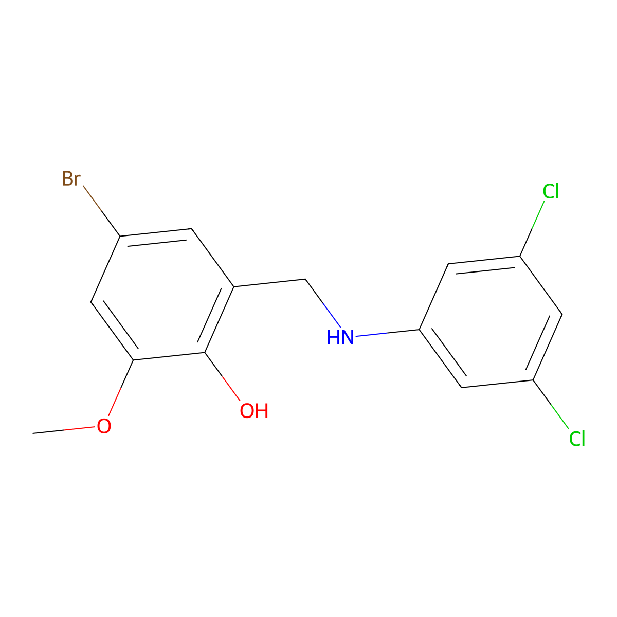 4-Bromo-2-{[(3,5-dichlorophenyl)amino]methyl}-6-methoxyphenol molecular structure, CAS 329779-01-3