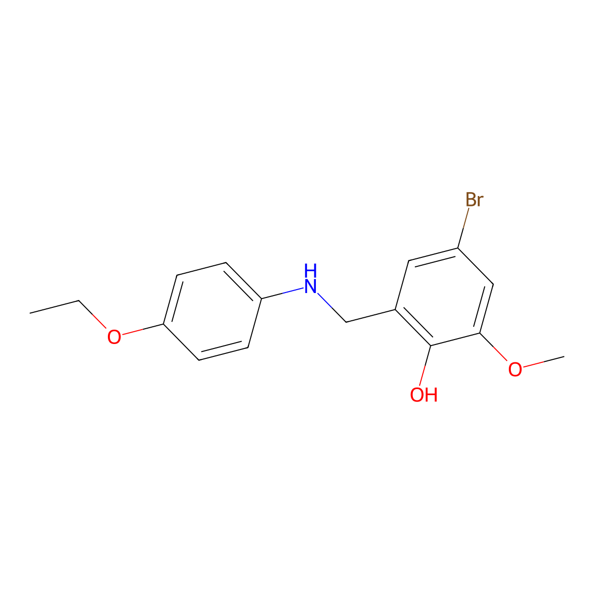 4-Bromo-2-{[(4-ethoxyphenyl)amino]methyl}-6-methoxyphenol molecular structure, CAS 329779-02-4