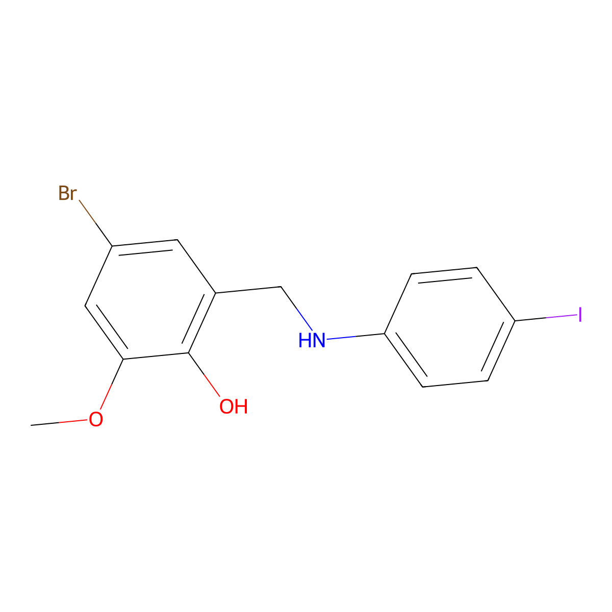 4-Bromo-2-{[(4-iodophenyl)amino]methyl}-6-methoxyphenol molecular structure, CAS 329779-03-5