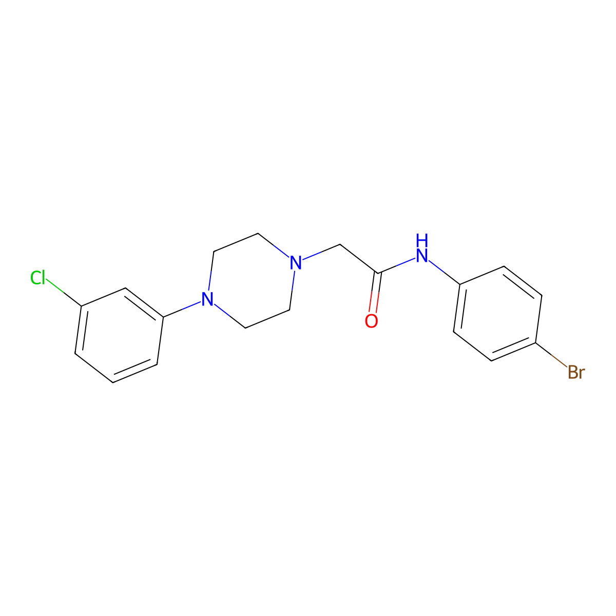 N-(4-bromophenyl)-2-[4-(3-chlorophenyl)piperazin-1-yl]acetamide molecular structure, CAS 329779-06-8