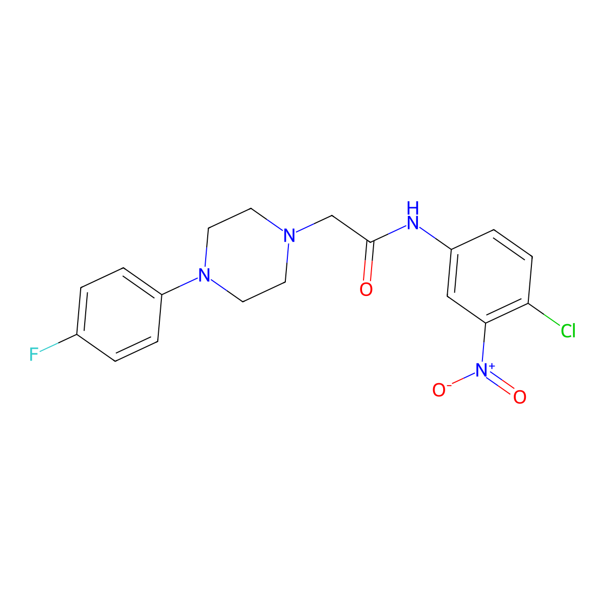 N-(4-chloro-3-nitrophenyl)-2-[4-(4-fluorophenyl)piperazino]acetamide molecular structure, CAS 329779-14-8
