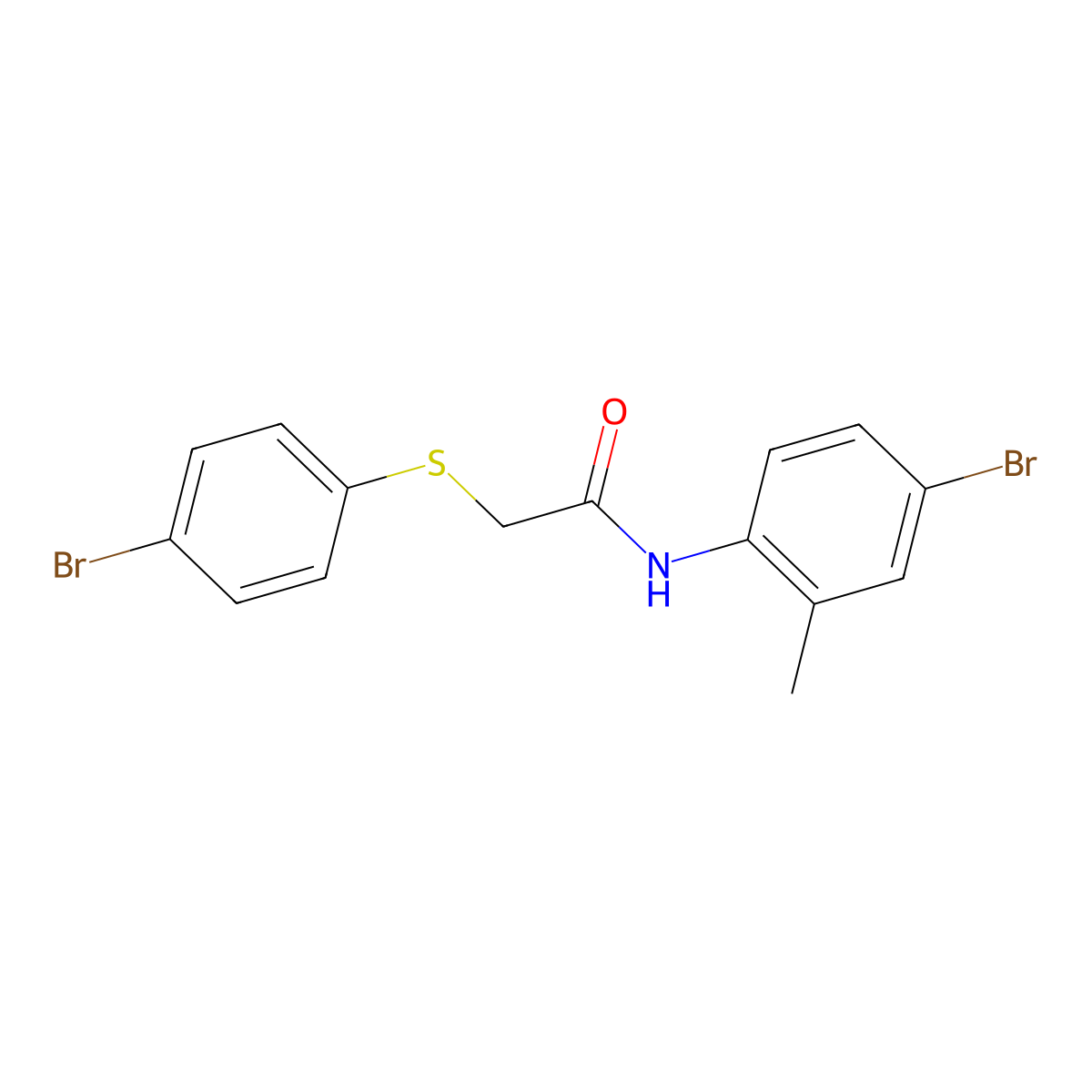 N-(4-bromo-2-methylphenyl)-2-[(4-bromophenyl)sulfanyl]acetamide molecular structure, CAS 329779-18-2