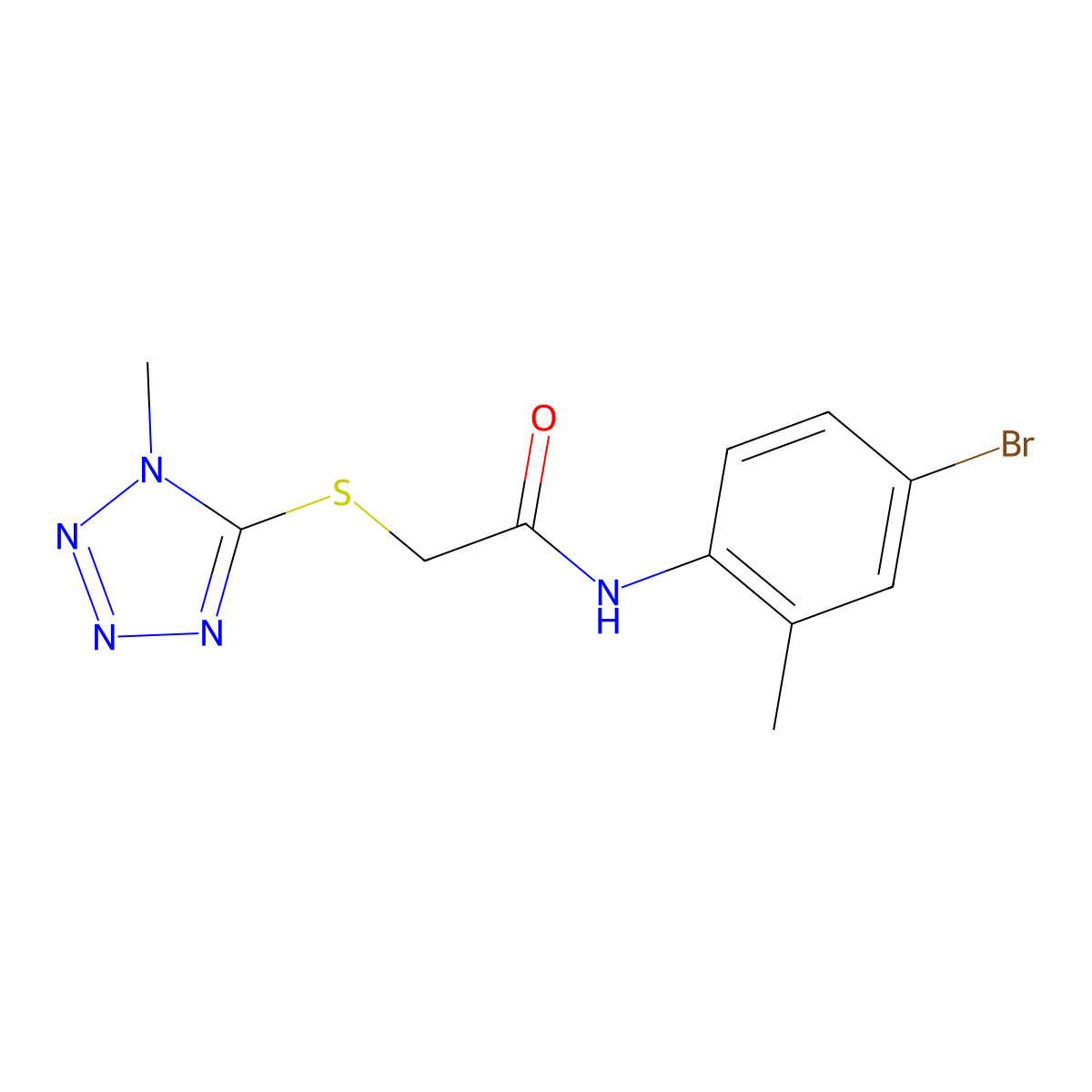 N-(4-bromo-2-methylphenyl)-2-[(1-methyl-1H-1,2,3,4-tetrazol-5-yl)sulfanyl]acetamide molecular structure, CAS 329779-20-6