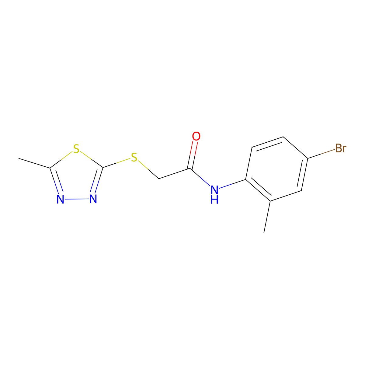 N-(4-bromo-2-methylphenyl)-2-[(5-methyl-1,3,4-thiadiazol-2-yl)sulfanyl]acetamide molecular structure, CAS 329779-22-8