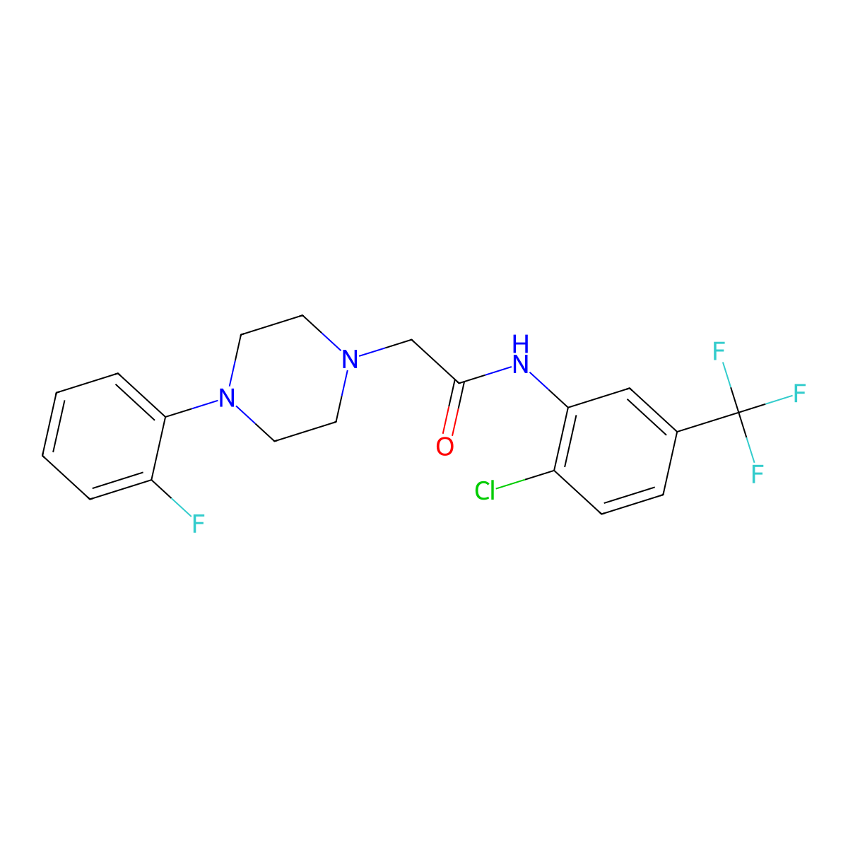 N-[2-chloro-5-(trifluoromethyl)phenyl]-2-[4-(2-fluorophenyl)piperazin-1-yl]acetamide molecular structure, CAS 329779-24-0