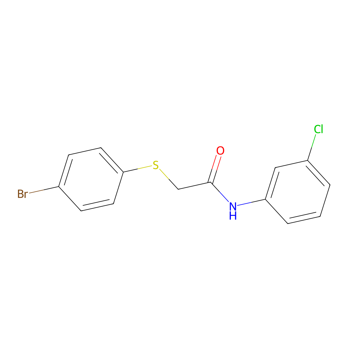 2-[(4-bromophenyl)sulfanyl]-N-(3-chlorophenyl)acetamide molecular structure, CAS 329779-27-3
