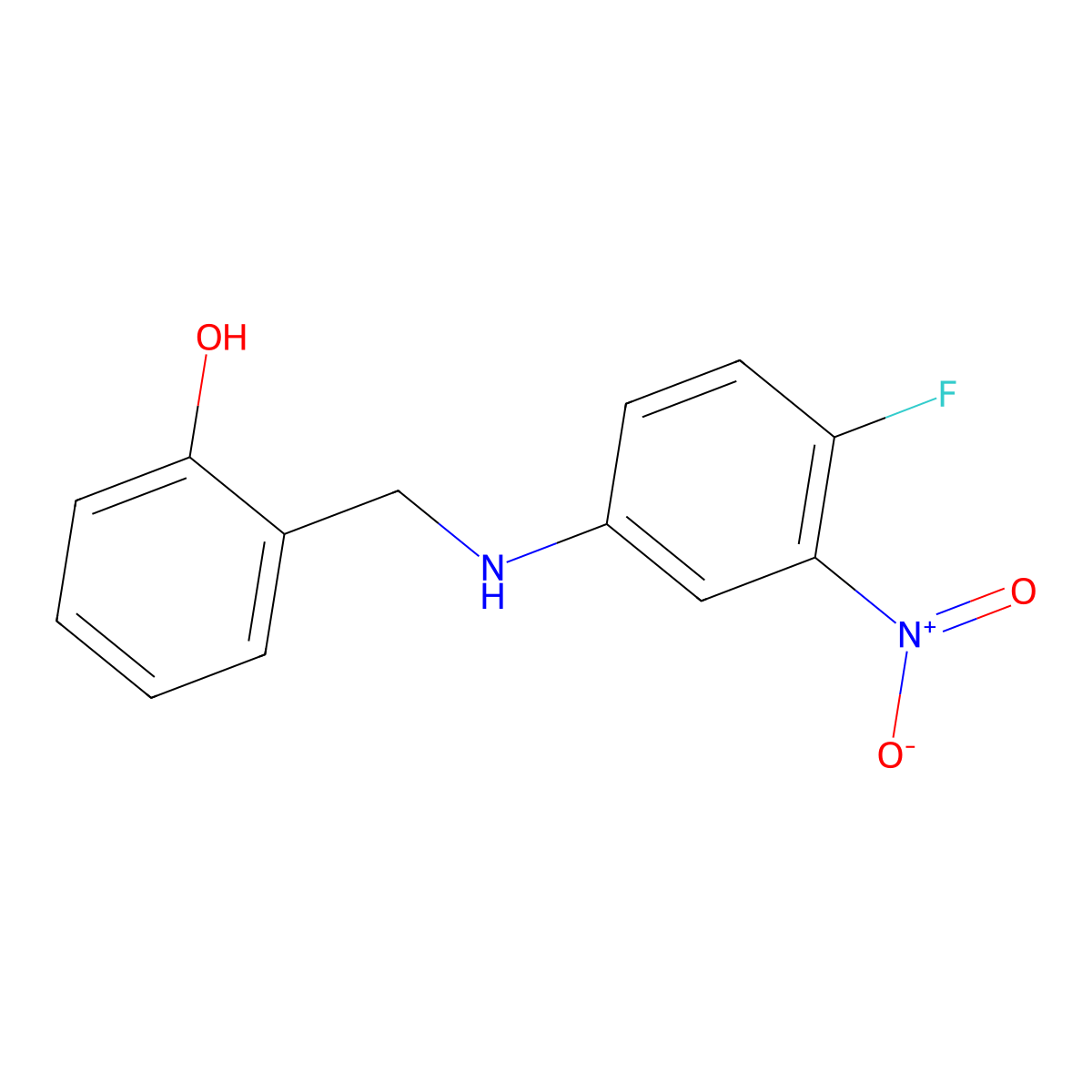 2-{[(4-Fluoro-3-nitrophenyl)amino]methyl}phenol molecular structure, CAS 329779-30-8