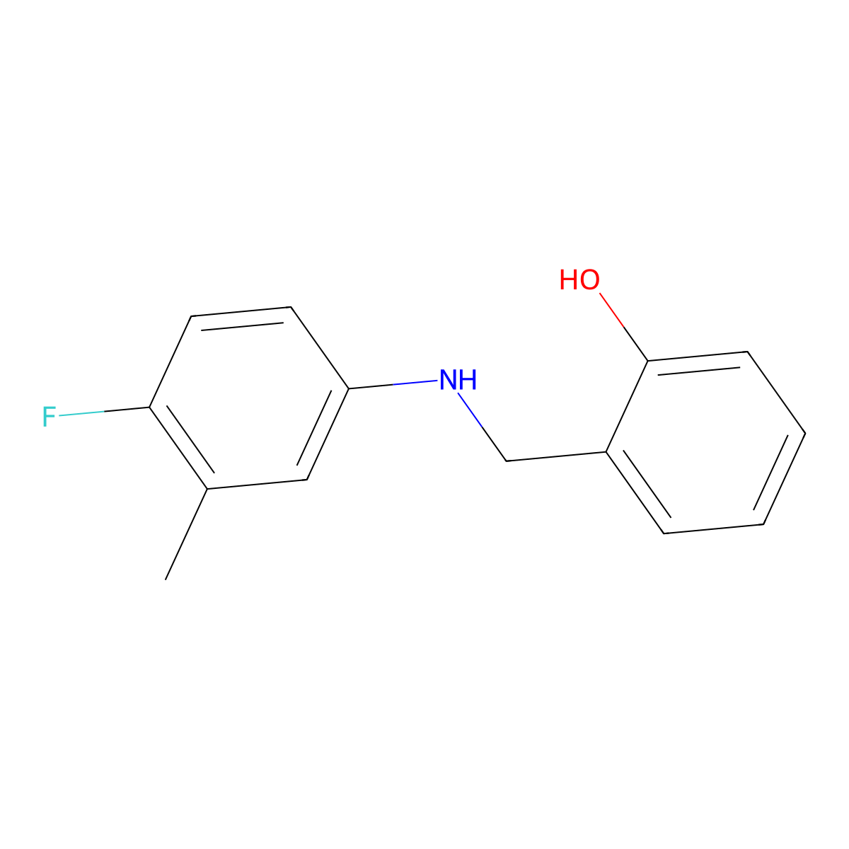 2-{[(4-Fluoro-3-methylphenyl)amino]methyl}phenol molecular structure, CAS 329779-32-0