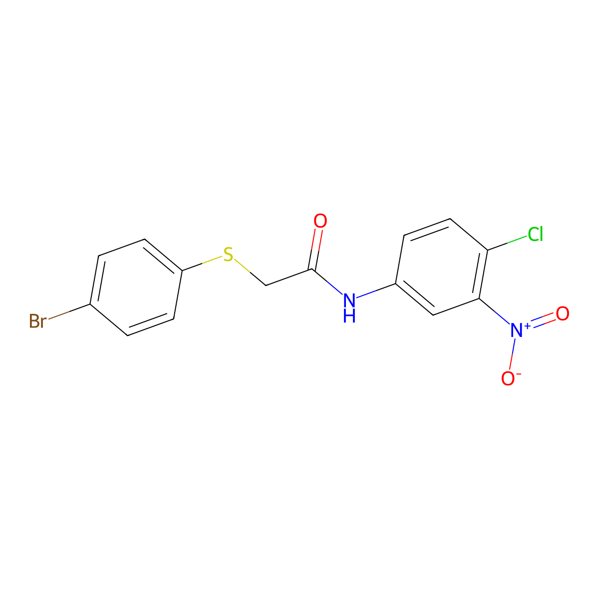 2-[(4-bromophenyl)sulfanyl]-N-(4-chloro-3-nitrophenyl)acetamide molecular structure, CAS 329779-33-1
