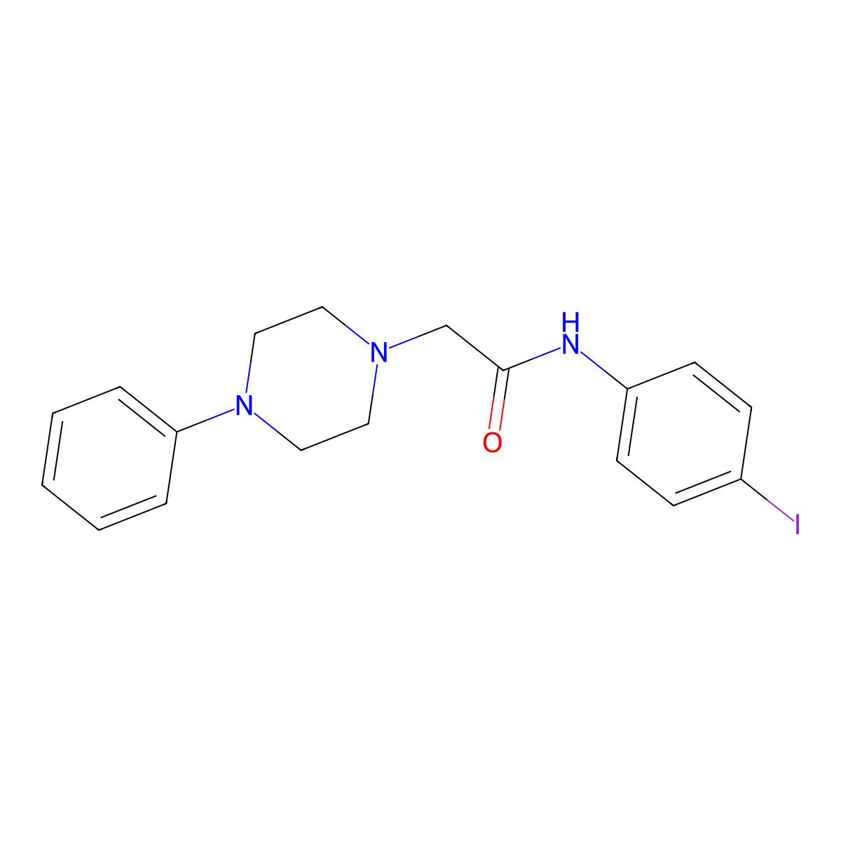 N-(4-iodophenyl)-2-(4-phenylpiperazin-1-yl)acetamide molecular structure, CAS 329779-34-2