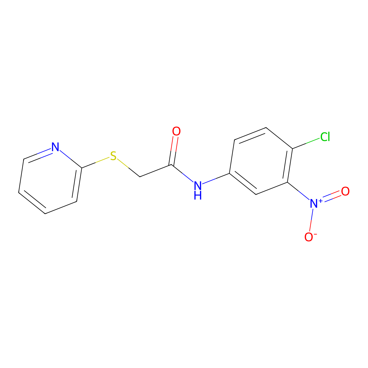 N-(4-chloro-3-nitrophenyl)-2-(2-pyridinylsulfanyl)acetamide molecular structure, CAS 329779-35-3