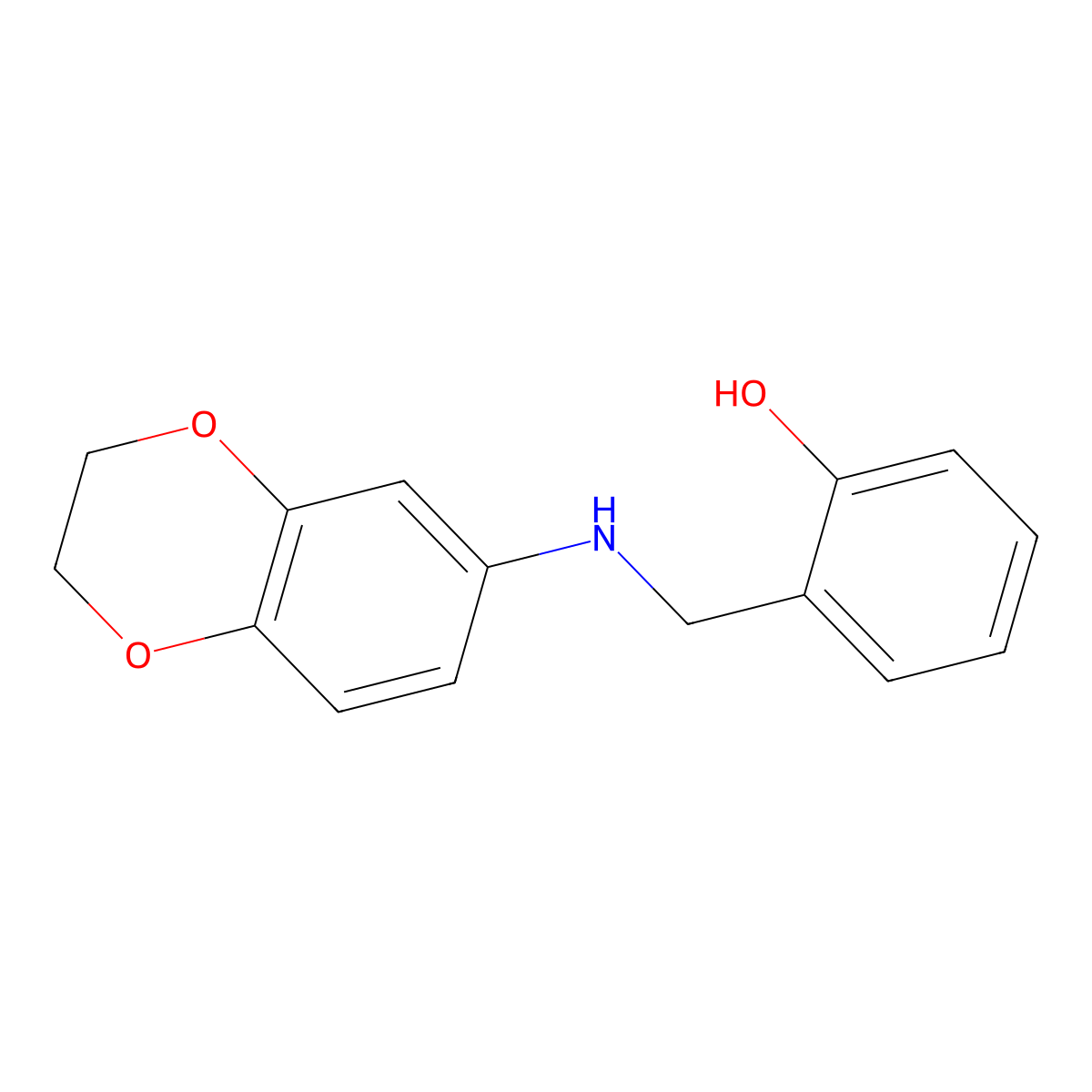 2-[(2,3-Dihydro-1,4-benzodioxin-6-ylamino)methyl]benzenol molecular structure, CAS 329779-38-6