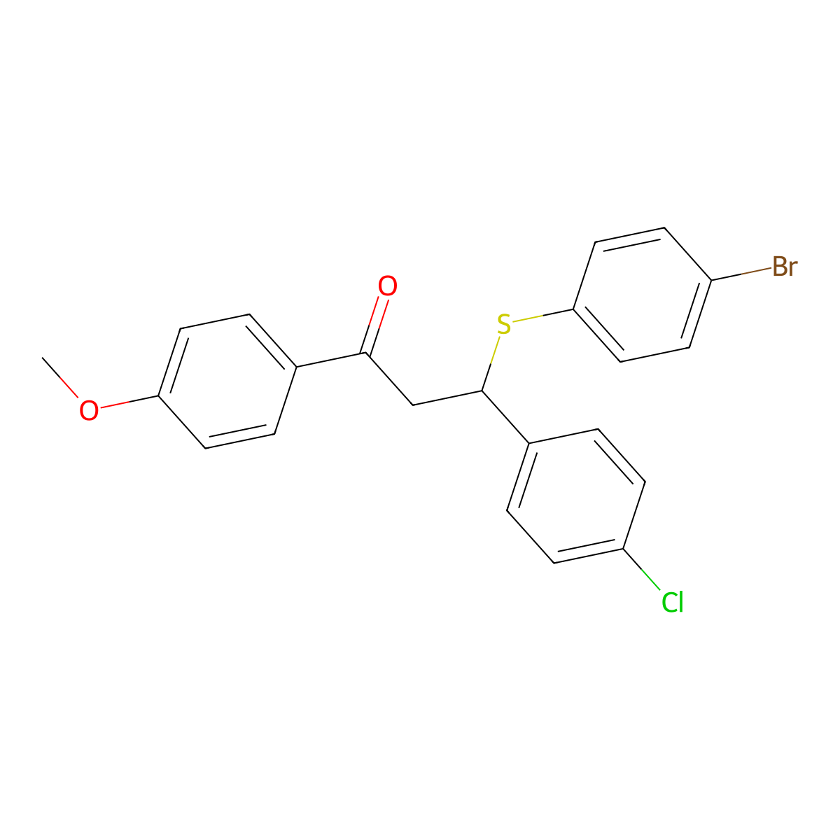 3-[(4-Bromophenyl)sulfanyl]-3-(4-chlorophenyl)-1-(4-methoxyphenyl)-1-propanone molecular structure, CAS 329779-48-8