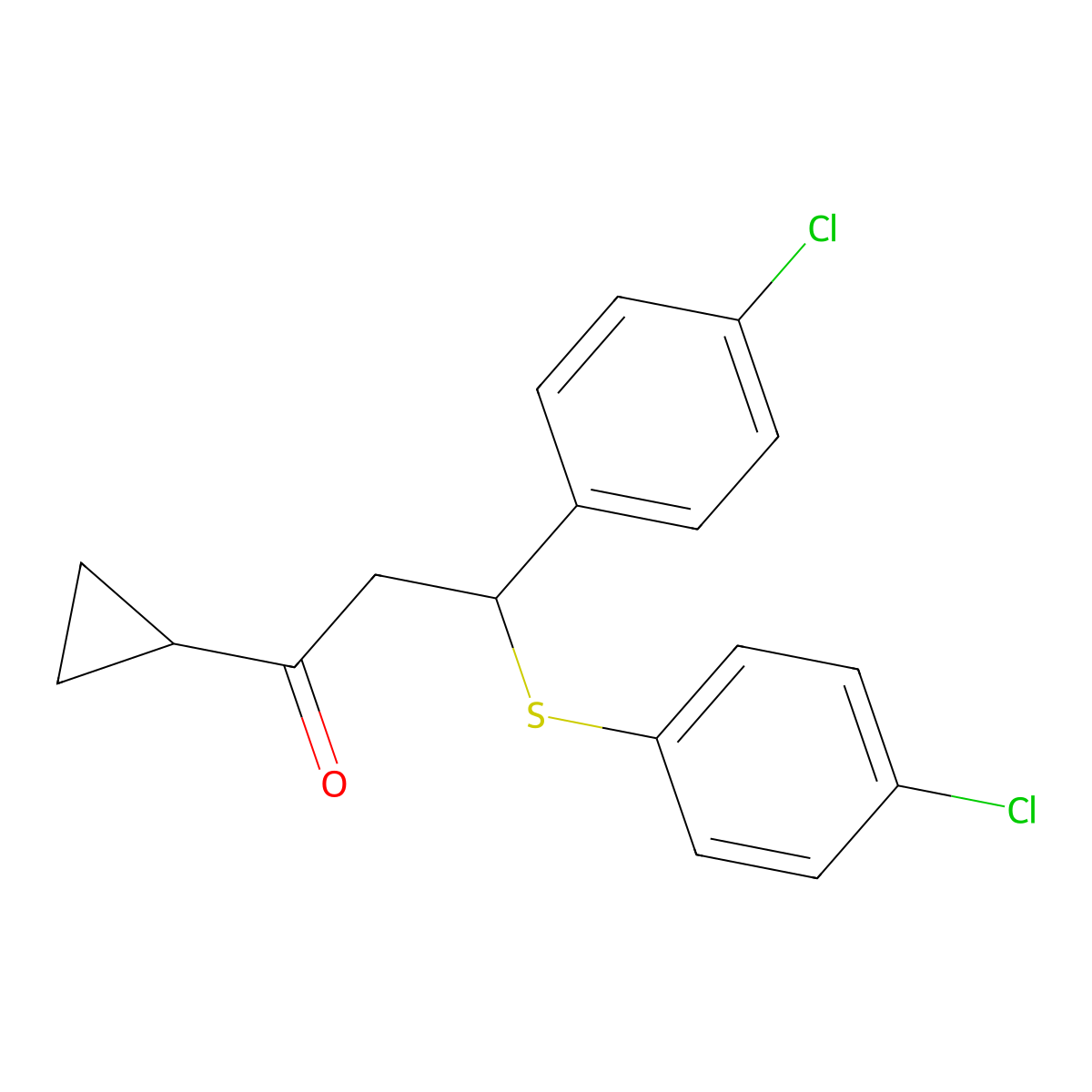 3-(4-Chlorophenyl)-3-[(4-chlorophenyl)sulfanyl]-1-cyclopropyl-1-propanone molecular structure, CAS 329779-49-9