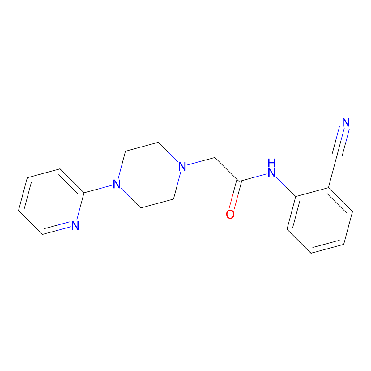 N-(2-Cyanophenyl)-4-(2-pyridinyl)-1-piperazineacetamide molecular structure, CAS 329779-50-2
