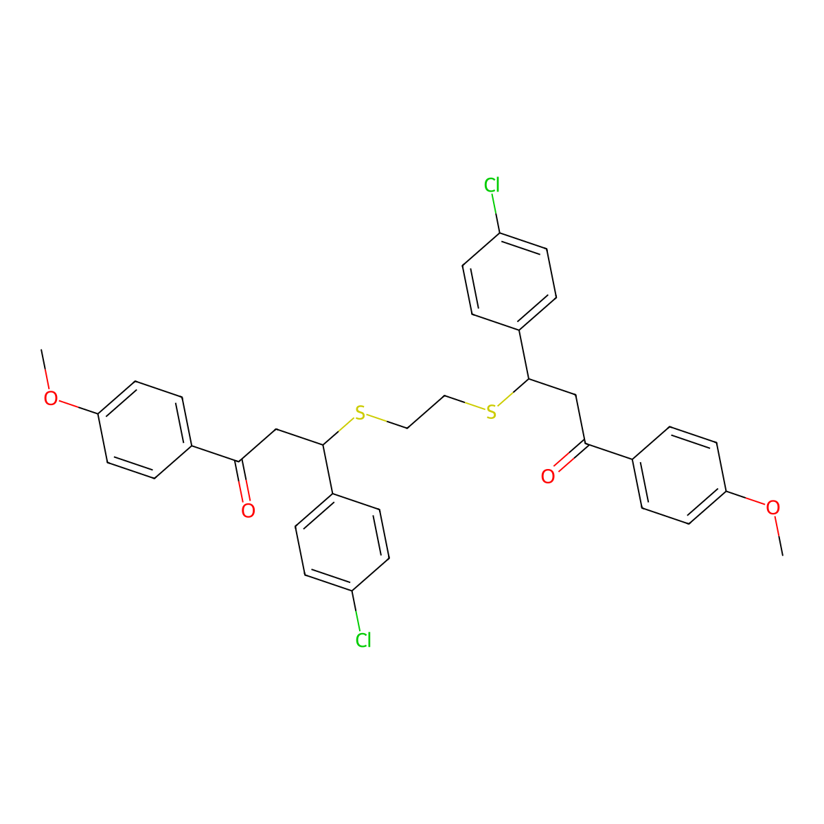 3-(4-Chlorophenyl)-3-[(2-{[1-(4-chlorophenyl)-3-(4-methoxyphenyl)-3-oxopropyl]sulfanyl}ethyl)sulfanyl]-1-(4-methoxyphenyl)-1-propanone molecular structure, CAS 329779-52-4