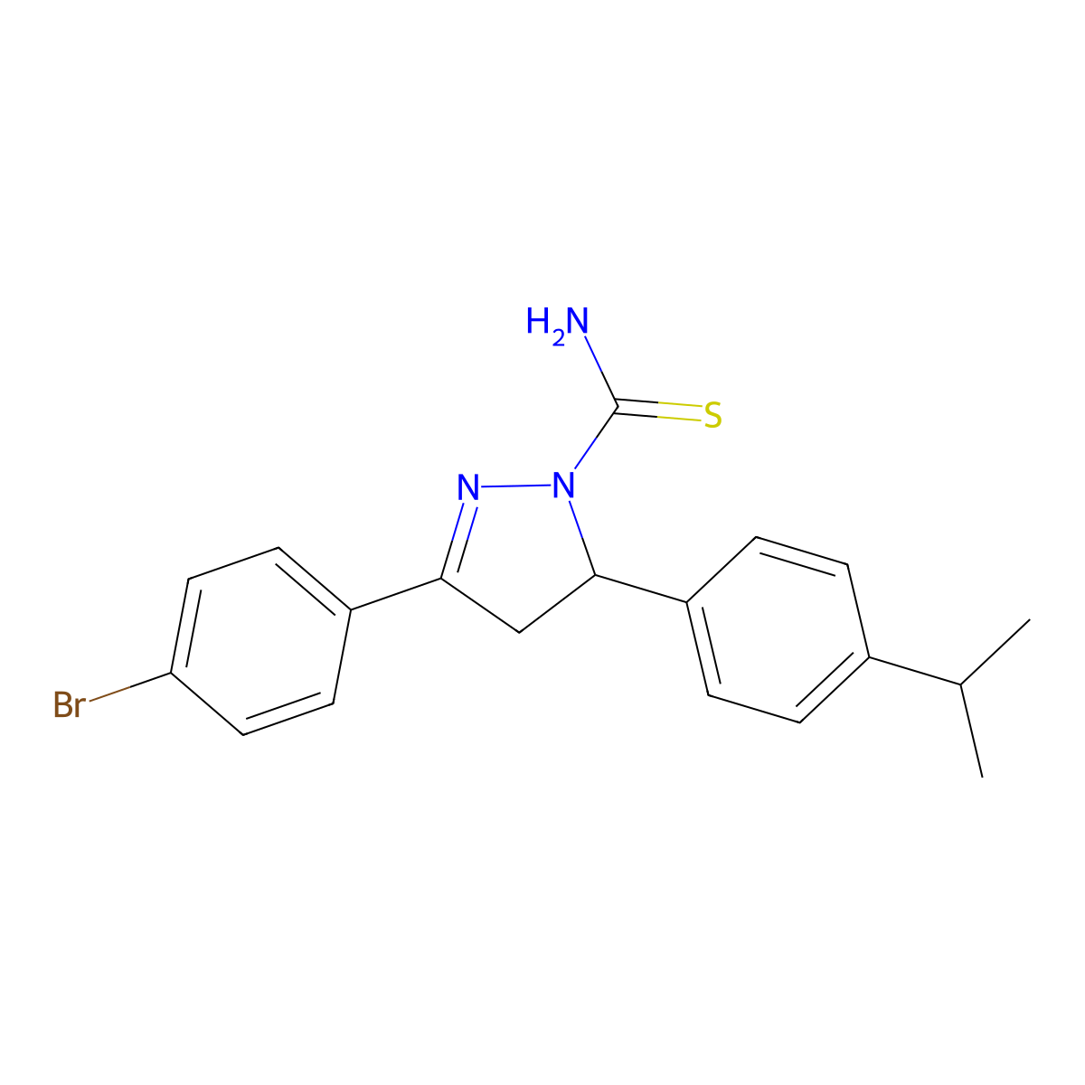 3-(4-bromophenyl)-5-(4-isopropylphenyl)-4,5-dihydro-1H-pyrazole-1-carbothioamide molecular structure, CAS 329779-60-4