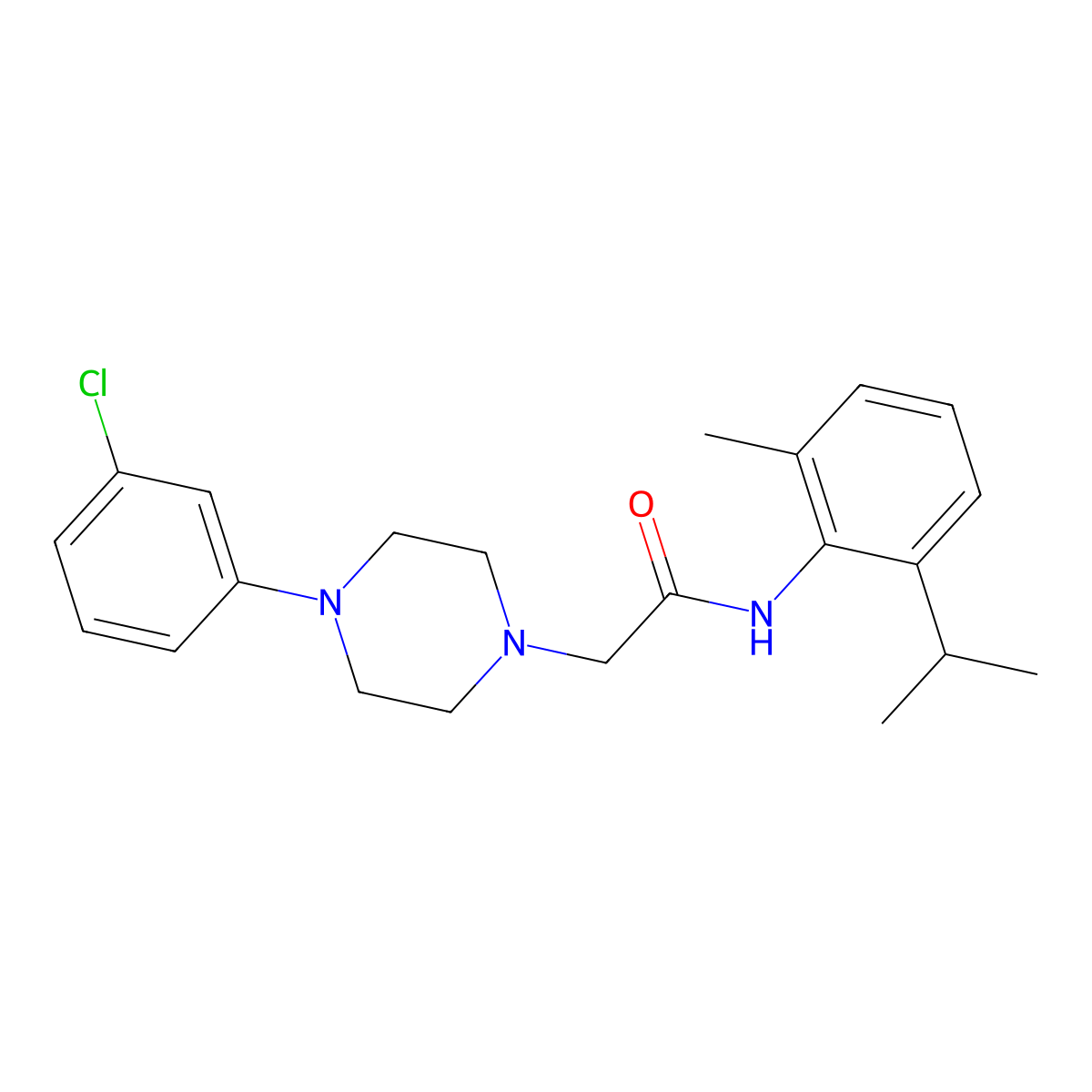 2-[4-(3-chlorophenyl)piperazin-1-yl]-N-[2-methyl-6-(propan-2-yl)phenyl]acetamide molecular structure, CAS 329779-62-6