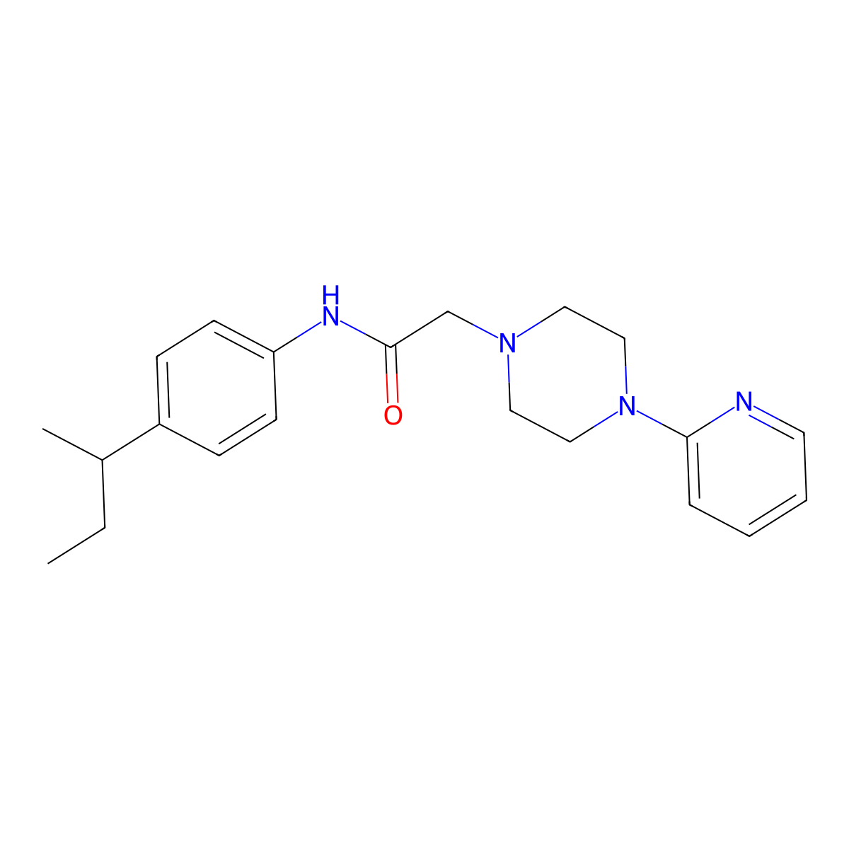 N-[4-(butan-2-yl)phenyl]-2-[4-(pyridin-2-yl)piperazin-1-yl]acetamide molecular structure, CAS 329779-65-9