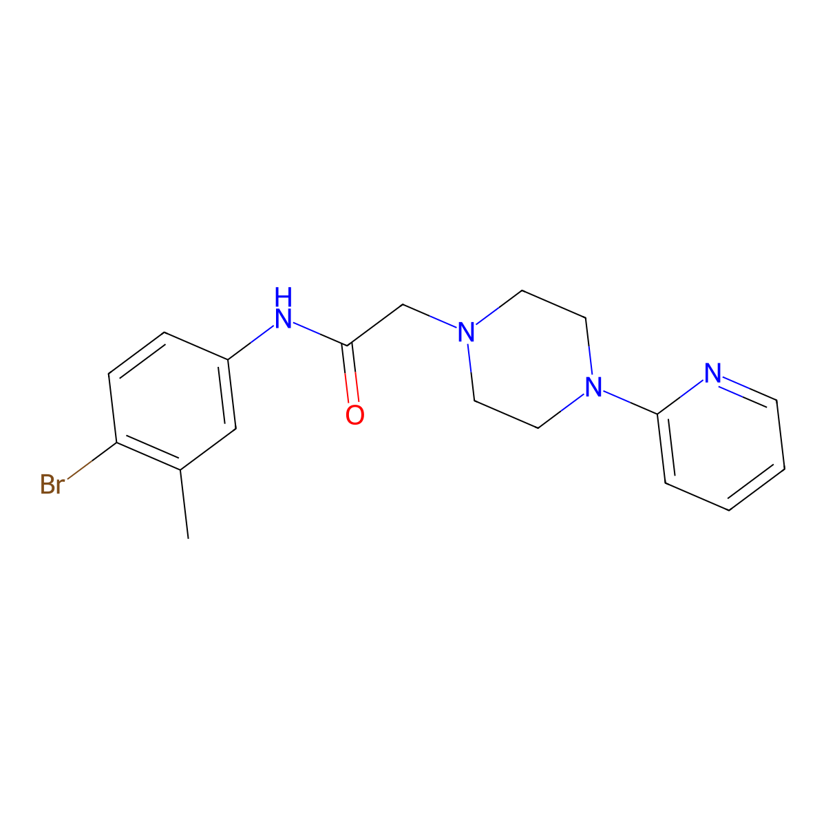 N-(4-bromo-3-methylphenyl)-2-[4-(2-pyridinyl)piperazino]acetamide molecular structure, CAS 329779-66-0
