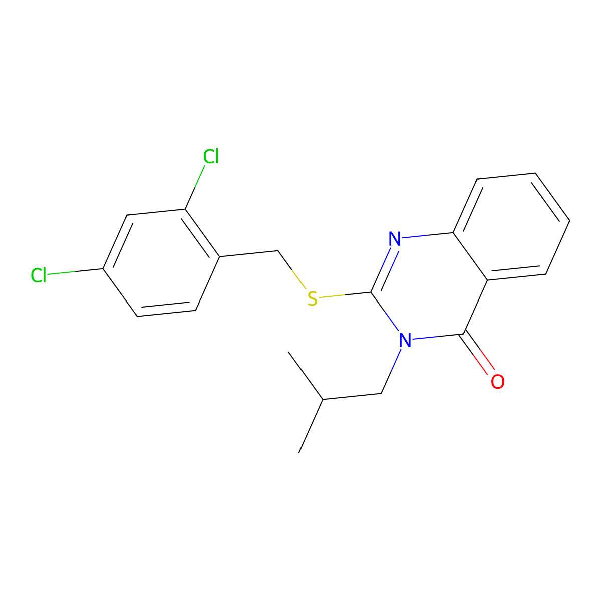 2-{[(2,4-Dichlorophenyl)methyl]sulfanyl}-3-(2-methylpropyl)-3,4-dihydroquinazolin-4-one molecular structure, CAS 329779-74-0