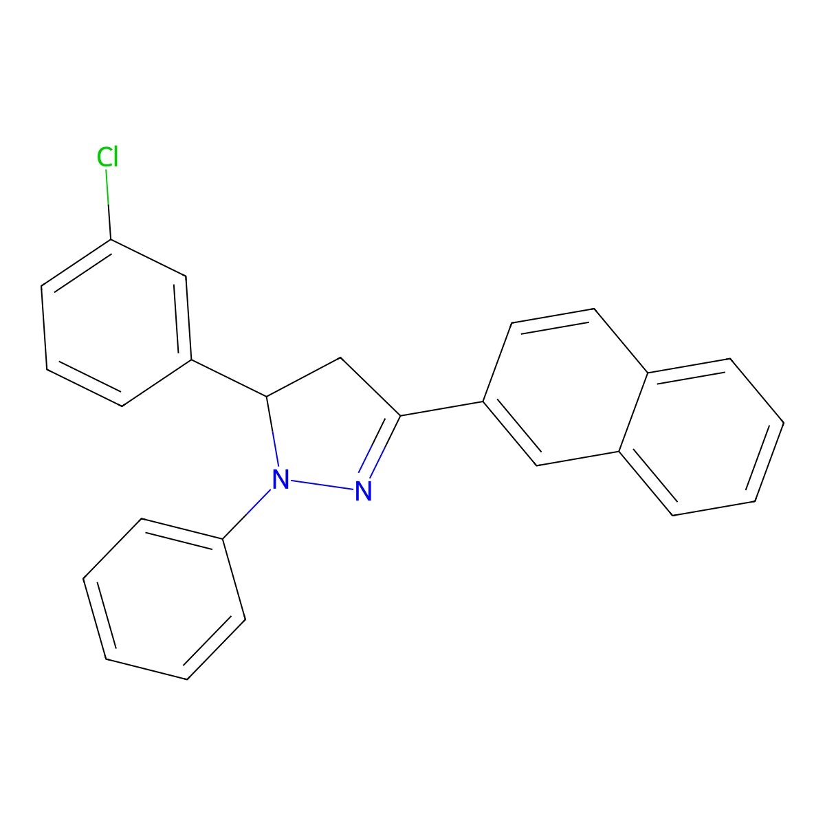 5-(3-Chlorophenyl)-3-(2-naphthyl)-1-phenyl-2-pyrazoline molecular structure, CAS 329779-78-4