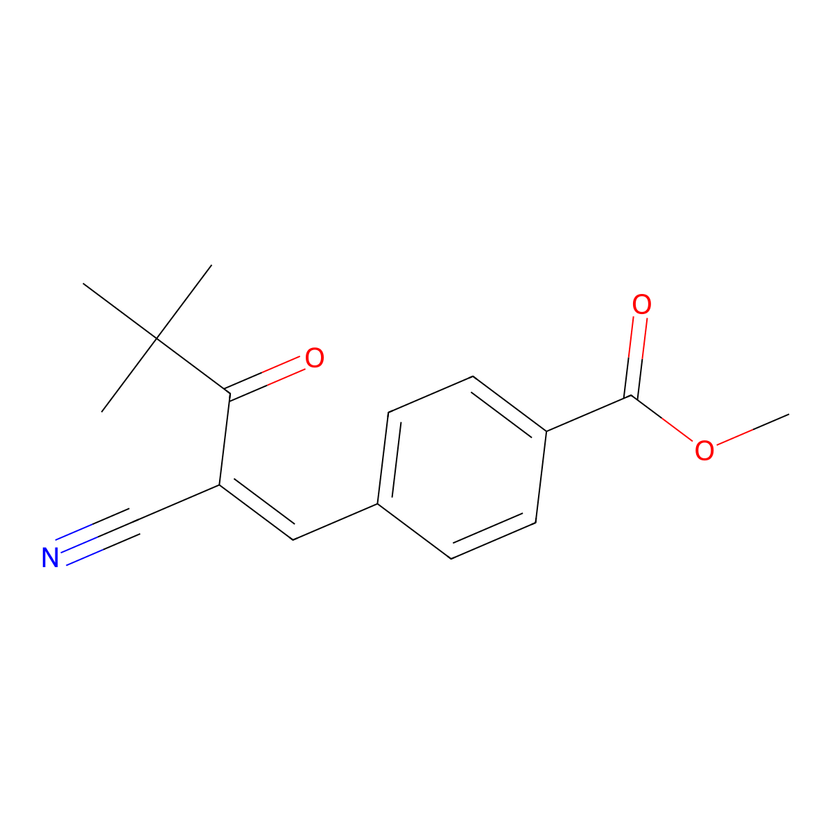 methyl 4-[(1E)-2-cyano-2-(2,2-dimethylpropanoyl)eth-1-en-1-yl]benzoate molecular structure, CAS 329780-76-9