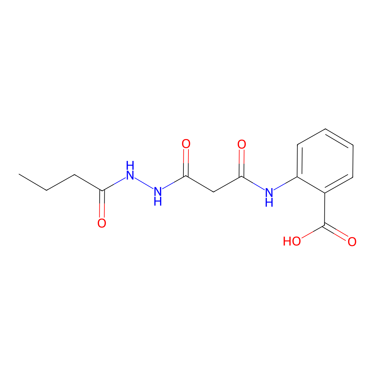2-{[3-(2-Butanoylhydrazinyl)-3-oxopropanoyl]amino}benzoic acid molecular structure, CAS 329788-28-5