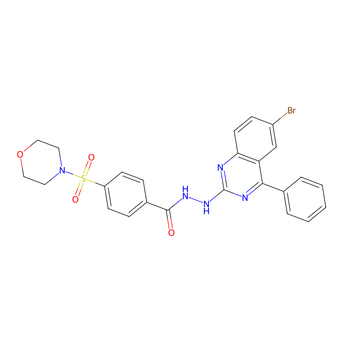 N'-(6-bromo-4-phenylquinazolin-2-yl)-4-(morpholinosulfonyl)benzohydrazide molecular structure, CAS 329789-23-3
