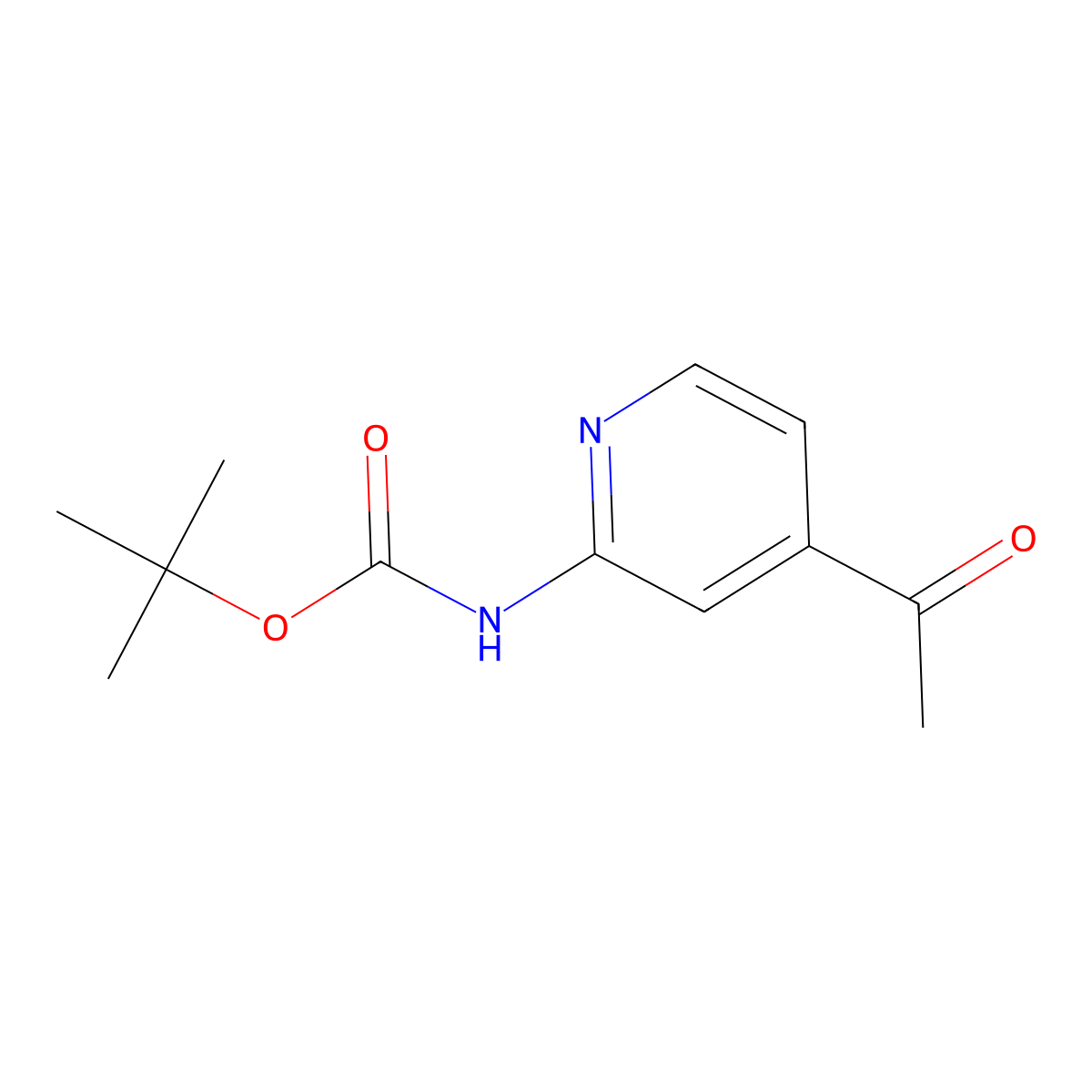 tert-Butyl (4-acetylpyridin-2-yl)carbamate molecular structure, CAS 329794-35-6