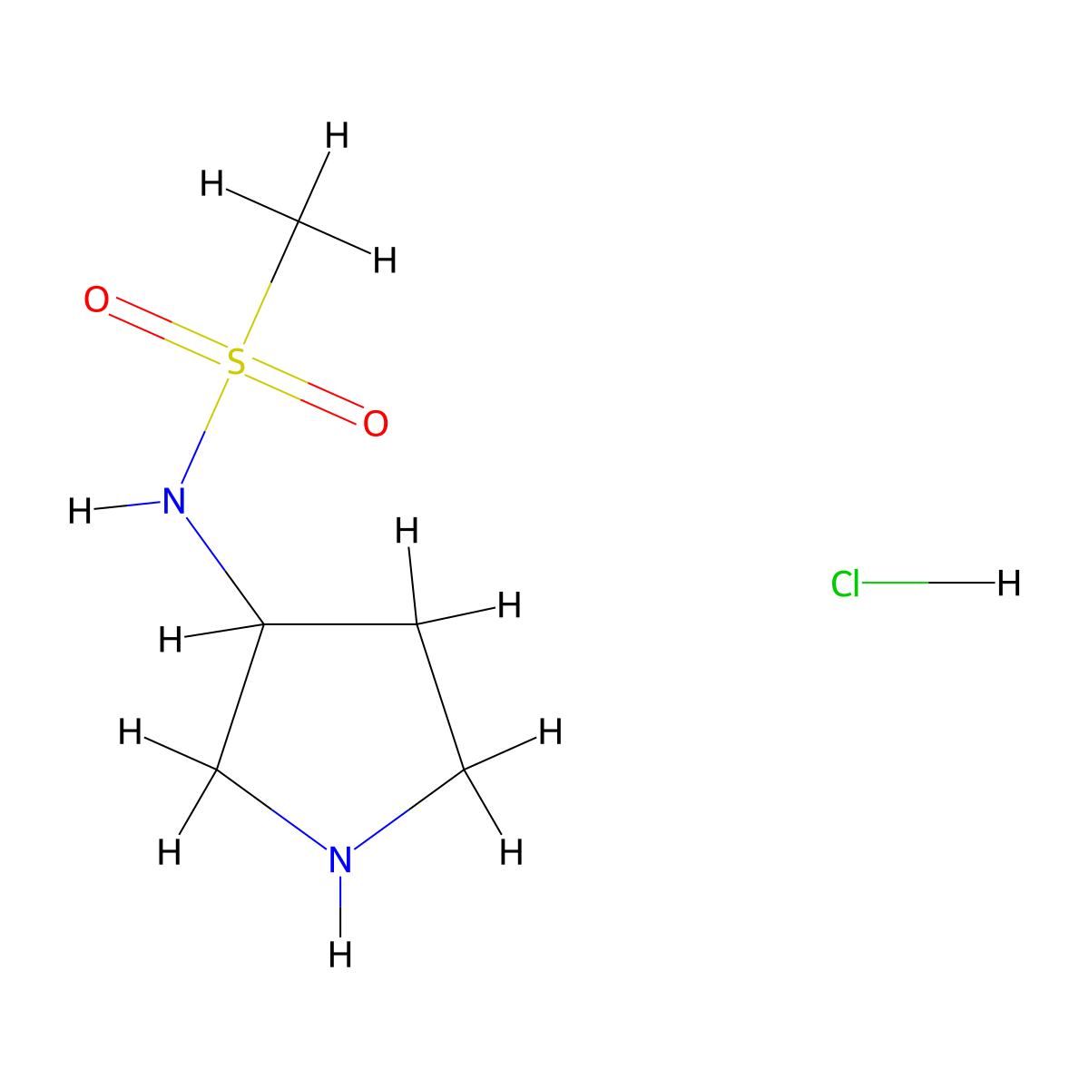 N-(pyrrolidin-3-yl)methanesulfonamide hydrochloride molecular structure, CAS 329794-44-7