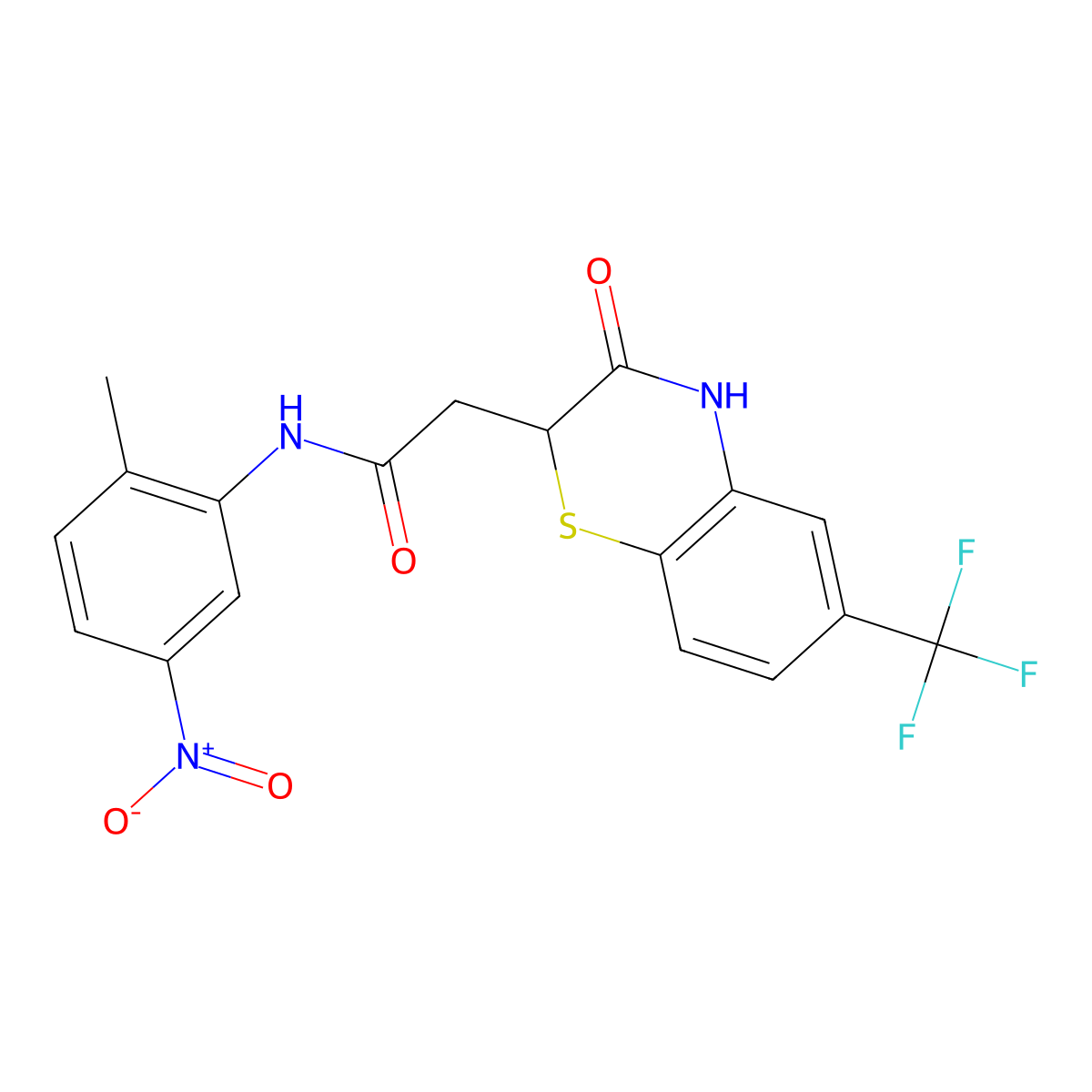 N-(2-methyl-5-nitrophenyl)-2-[3-oxo-6-(trifluoromethyl)-3,4-dihydro-2H-1,4-benzothiazin-2-yl]acetamide molecular structure, CAS 329795-69-9